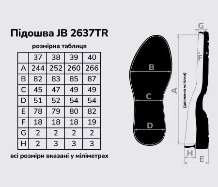 Підошва для взуття JB 2637TR, кол. чорний