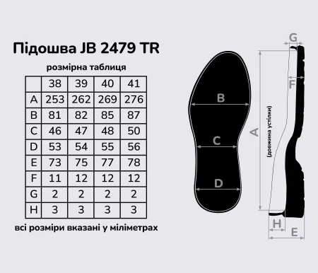 Підошва взуття JB 2479 TR, кол. чорний