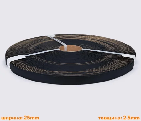 Стрічка ПВХ чорна 25*2.5мм Р001