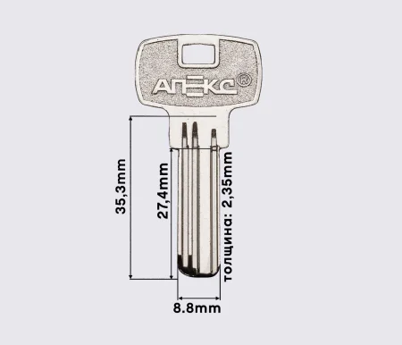 Заготовка ключа APECS 6 трипазовий (латунь)