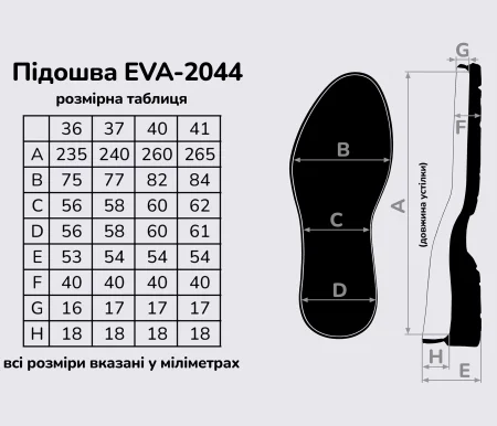 Підошва для взуття EVA-2044 (ЕВА), кол. білий.