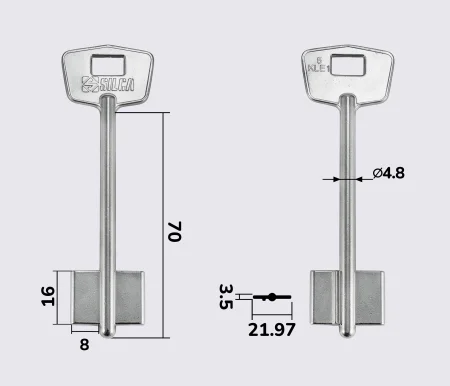 5KLE1 Silca (KAE1G) заготовка ключа бородковая