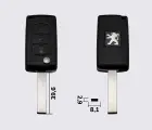 Заготовка PEUGEOT викидний ключ 3 кнопки (корпус) лезо HU83Т