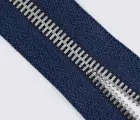 Молния №5 металл, шлифованный зуб серебро (матовое), синяя метражная ZIPS