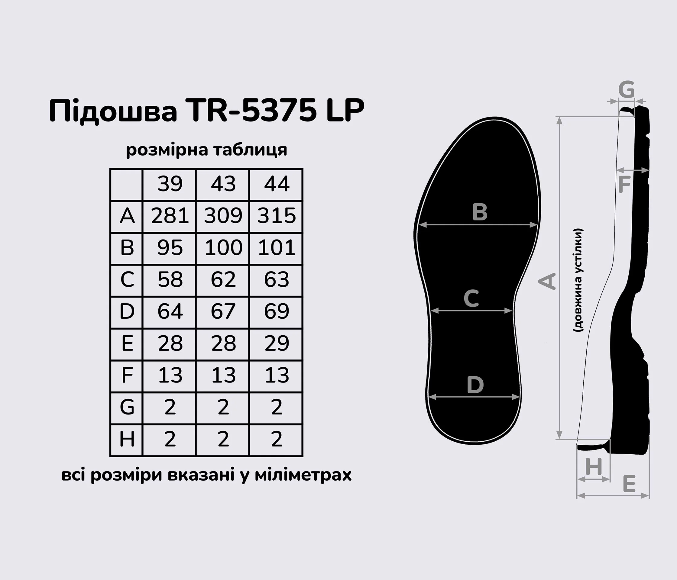 Підошва для взуття TR-5375 LP