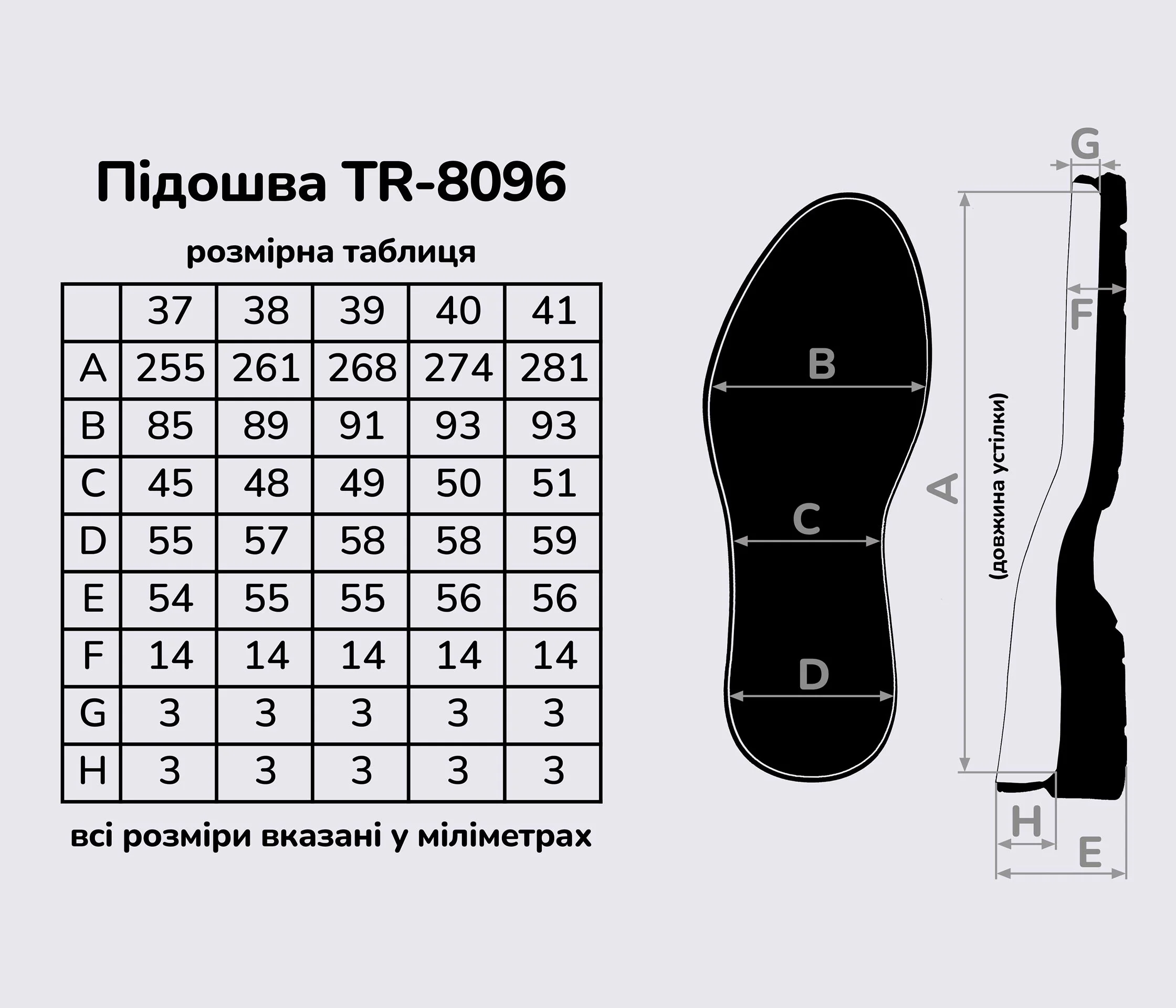 Подошва для обуви TR-8096