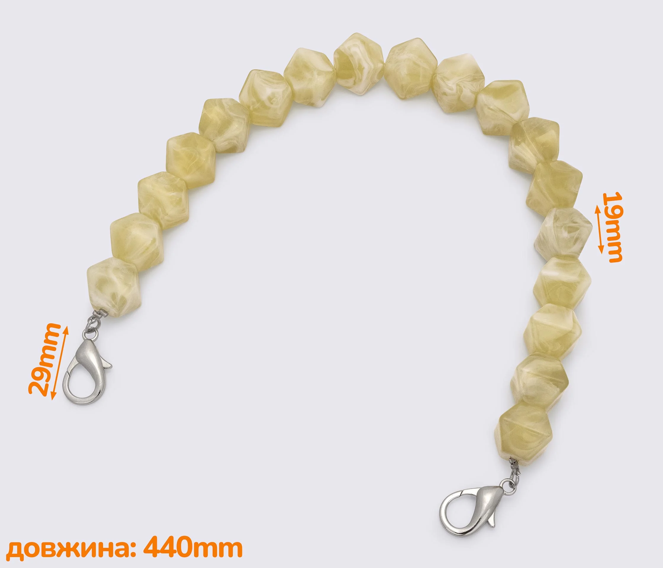 Ручка-ланцюжок акрилова "багатогранник" 440mm (1420)