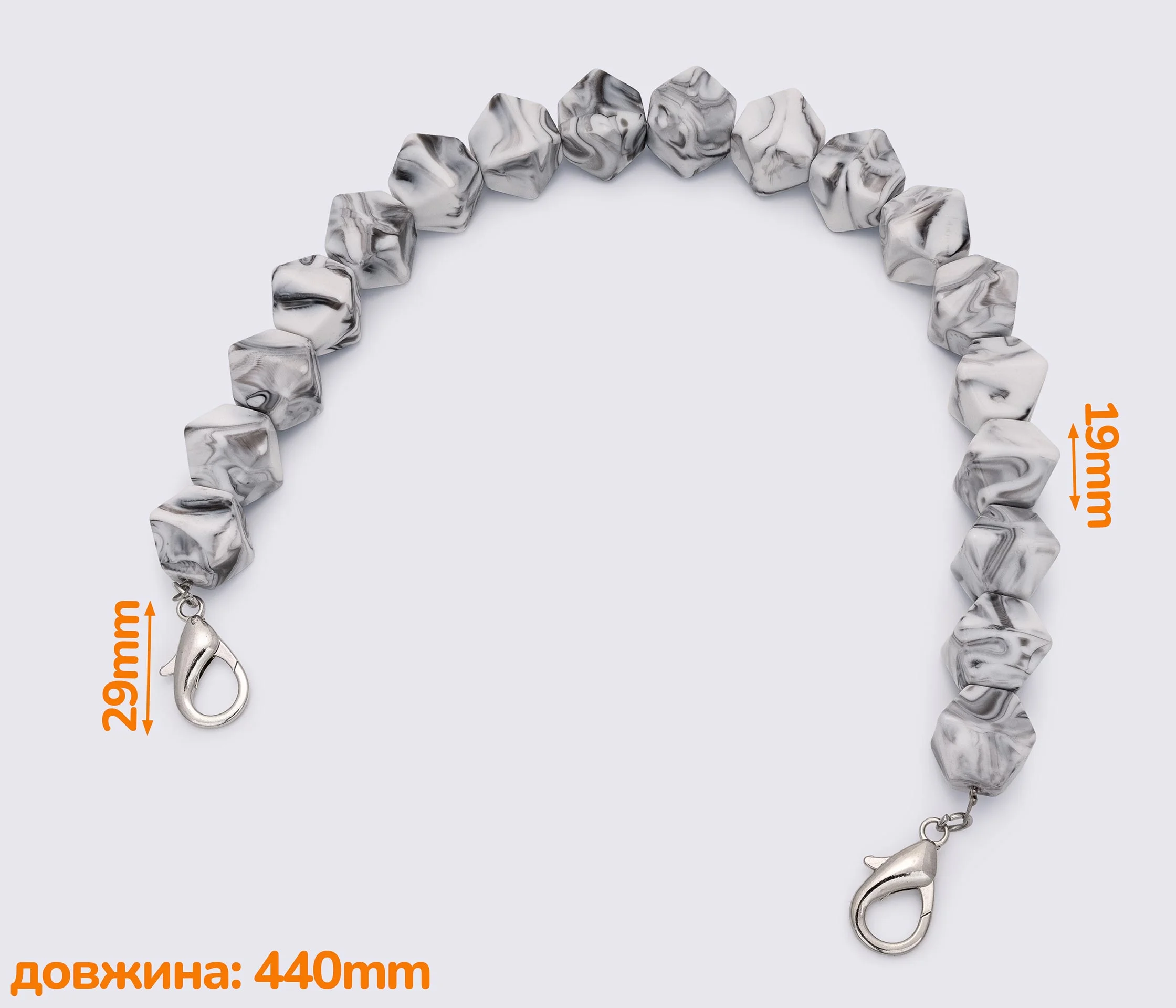 Ручка-ланцюжок акрилова "багатогранник" 440mm (1420)