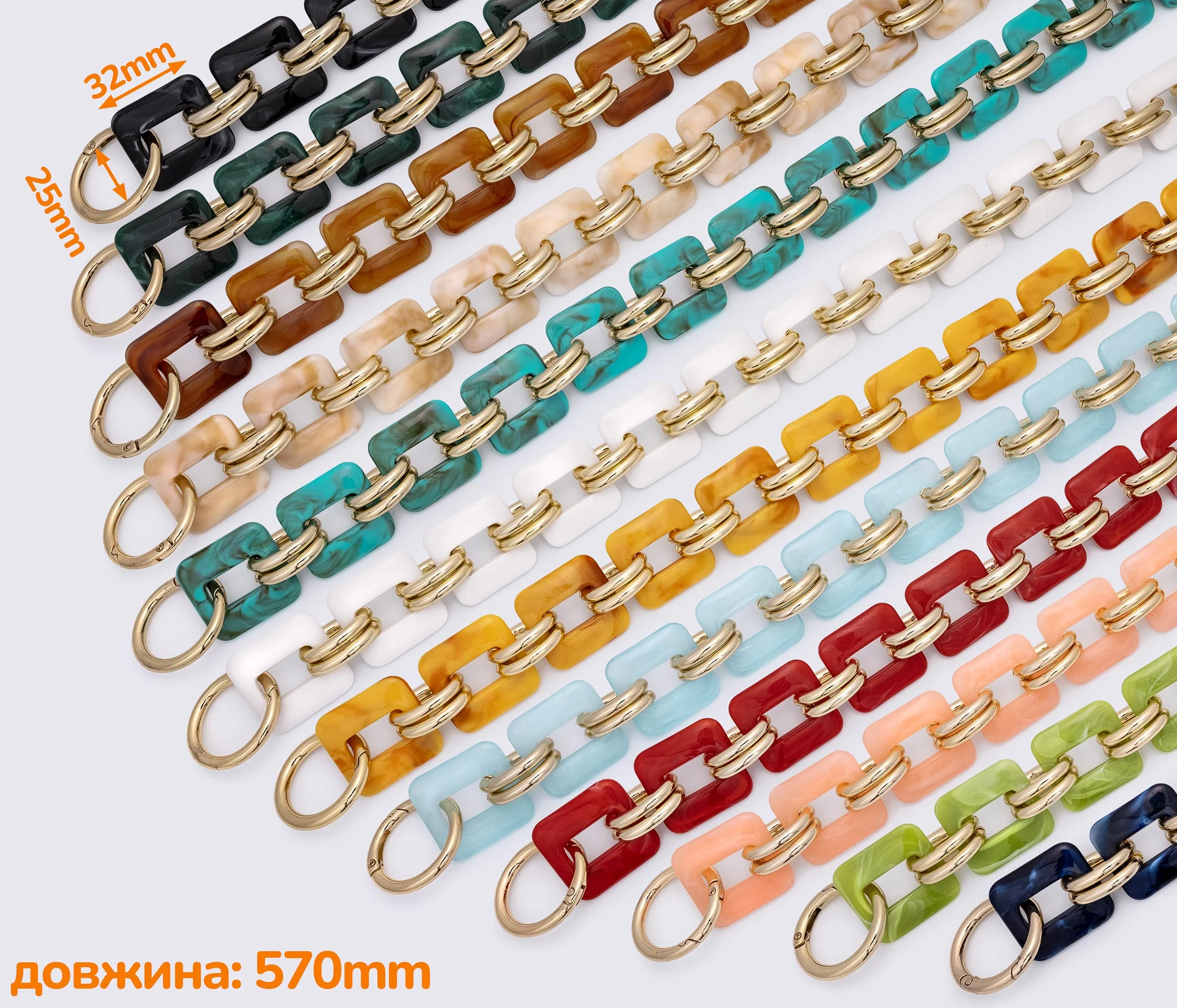 Ручка-ланцюжок акрилова "квадрат" 565mm (1212)