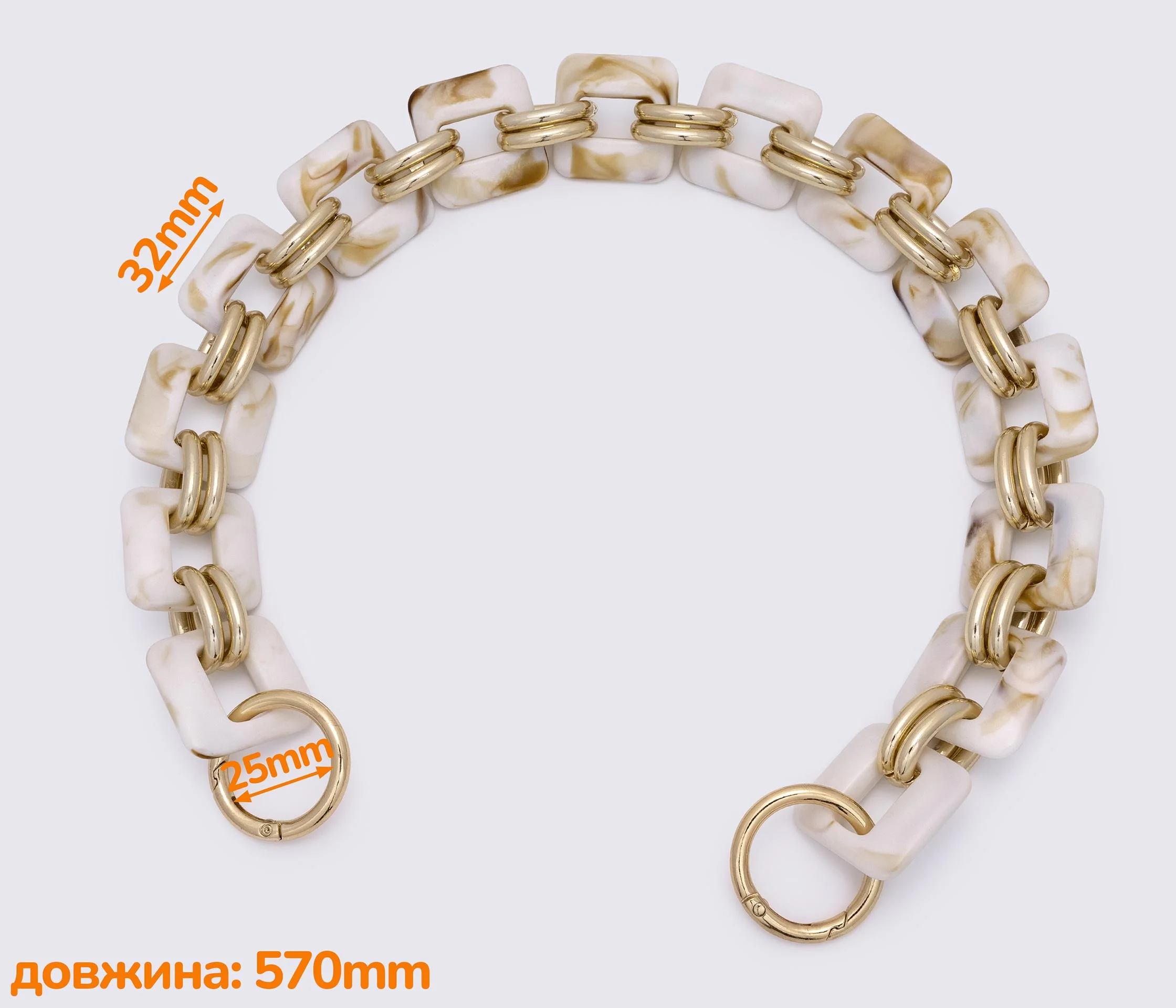 Ручка-ланцюжок акрилова "квадрат" 565mm (1212)