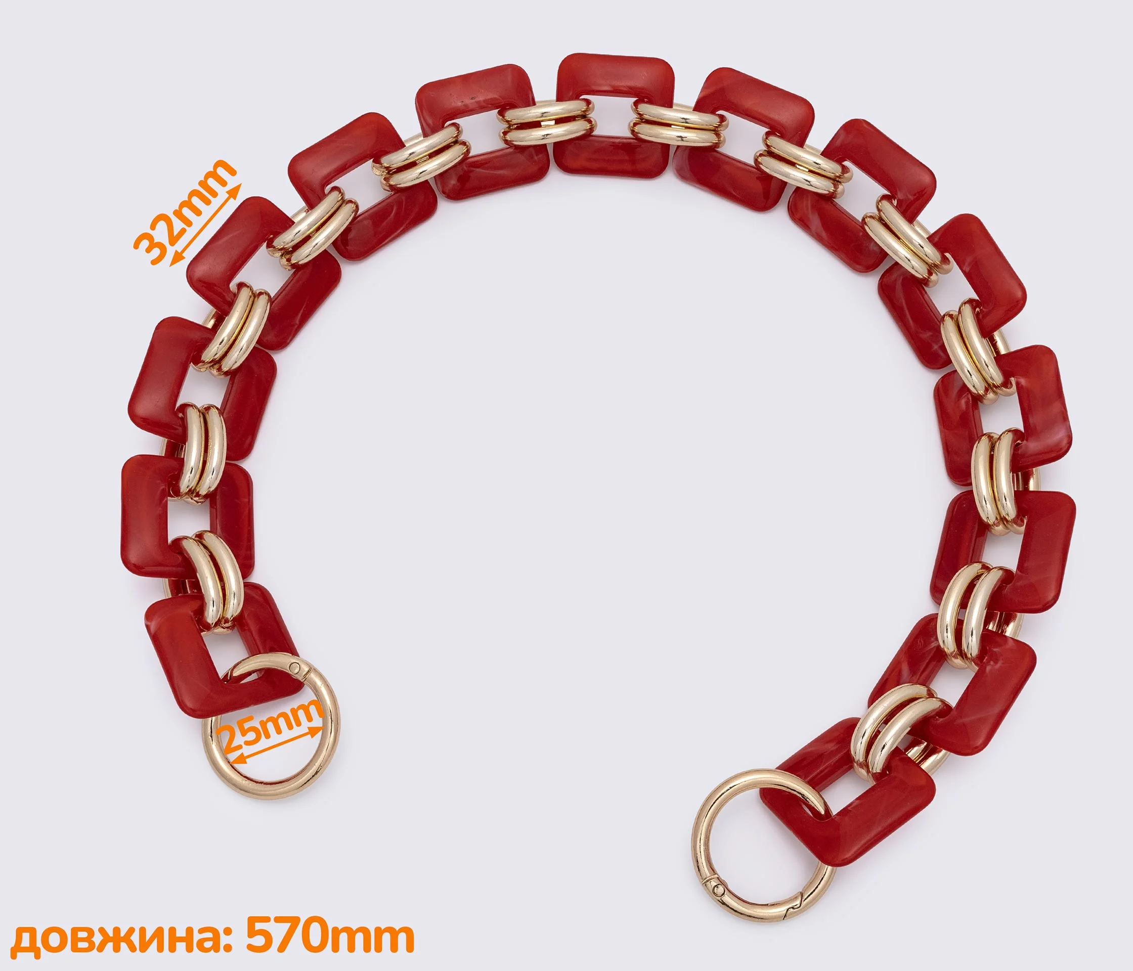 Ручка-ланцюжок акрилова "квадрат" 565mm (1212)