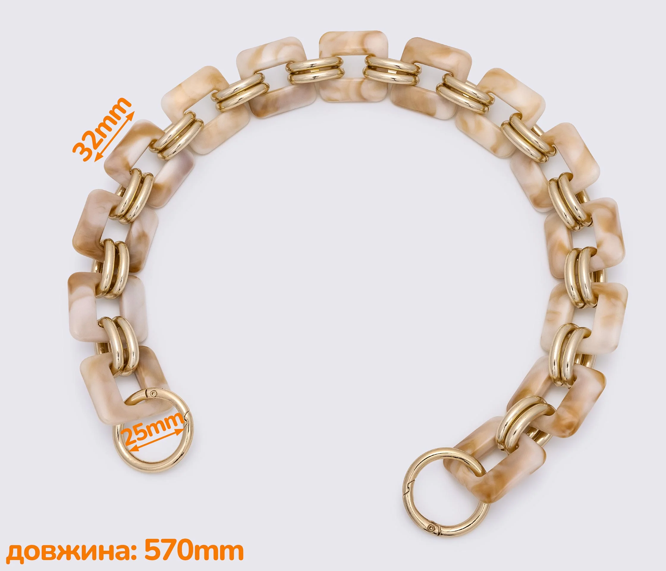 Ручка-ланцюжок акрилова "квадрат" 565mm (1212)