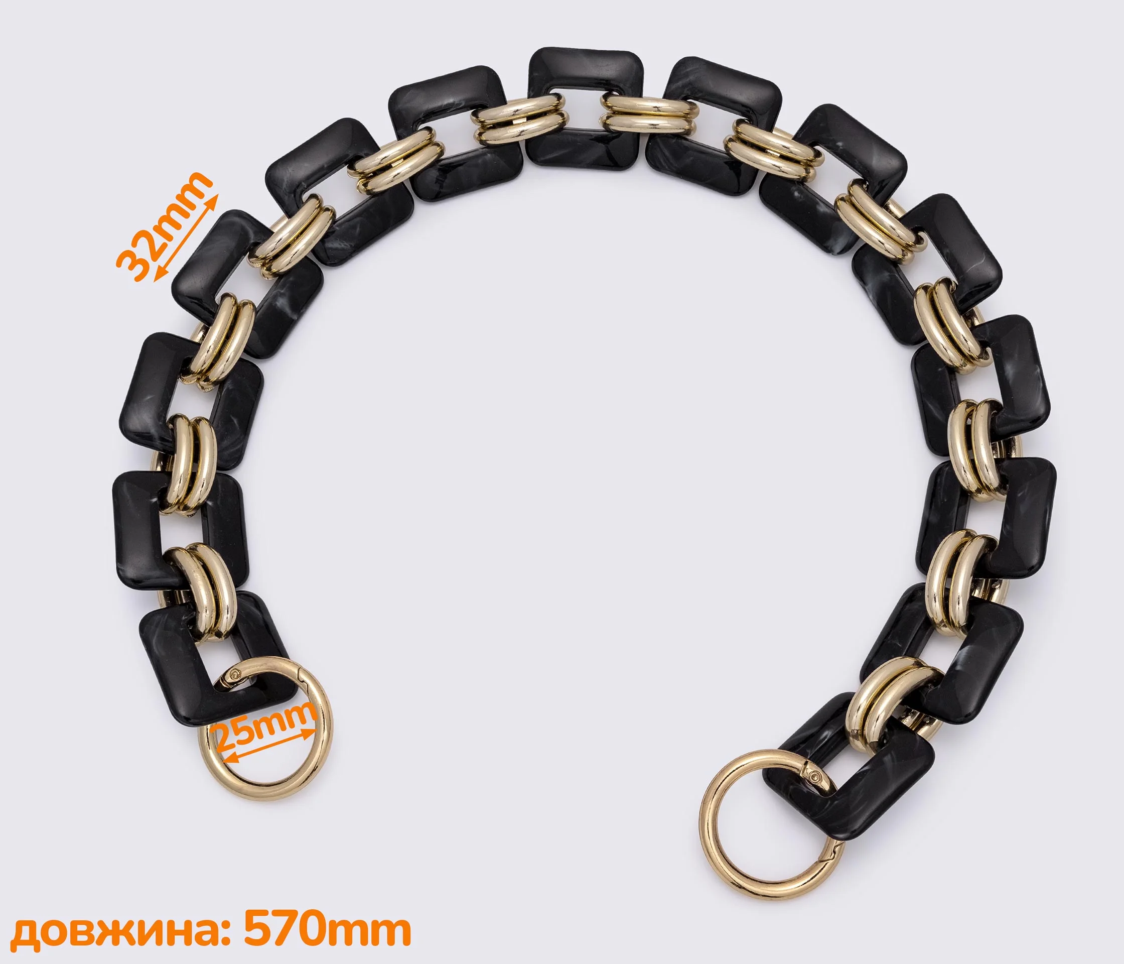 Ручка-ланцюжок акрилова "квадрат" 565mm (1212)