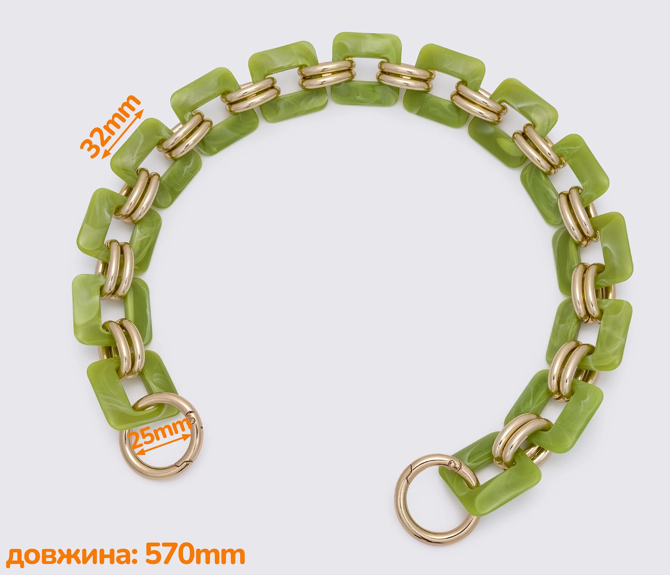 Ручка-ланцюжок акрилова "квадрат" 565mm (1212)