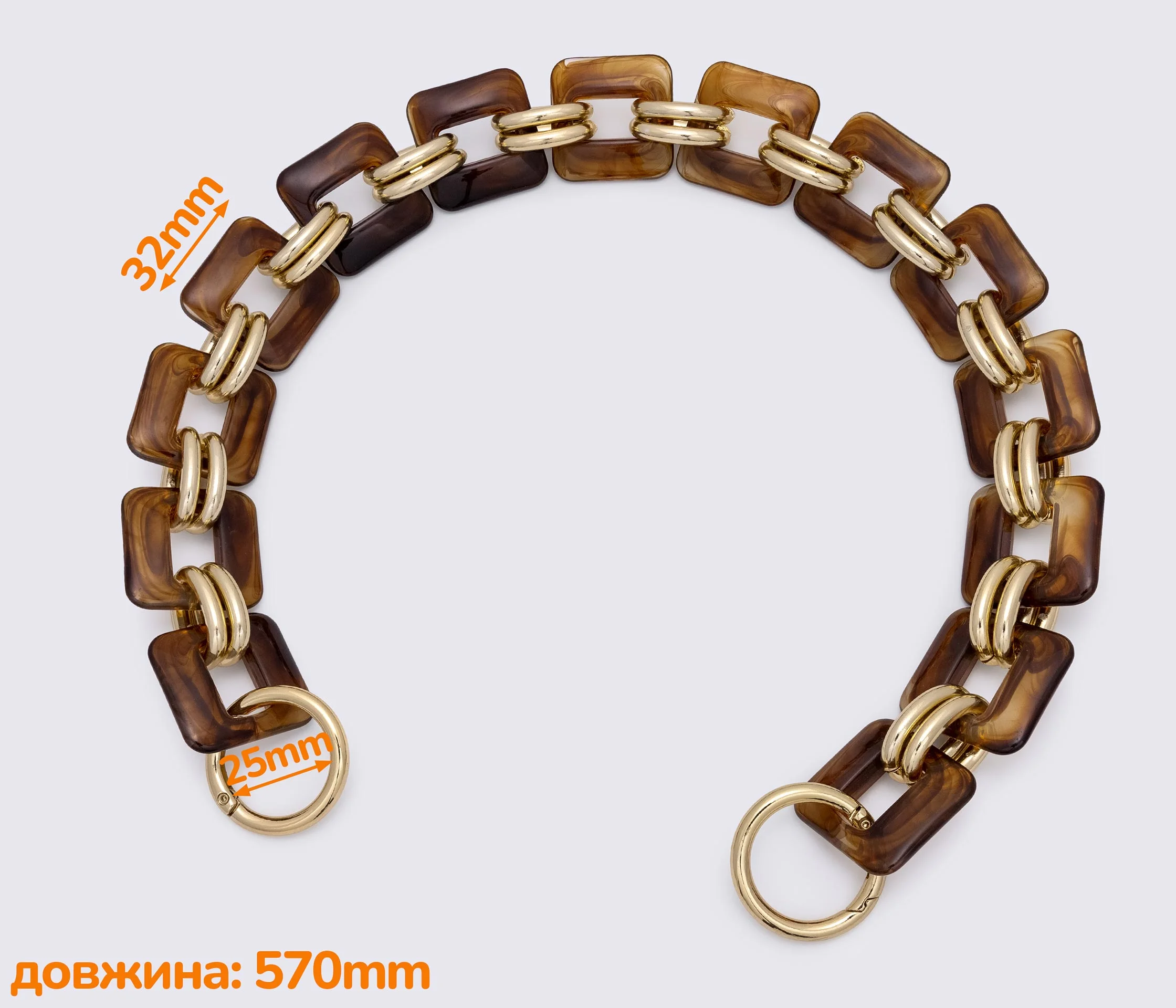 Ручка-ланцюжок акрилова "квадрат" 565mm (1212)