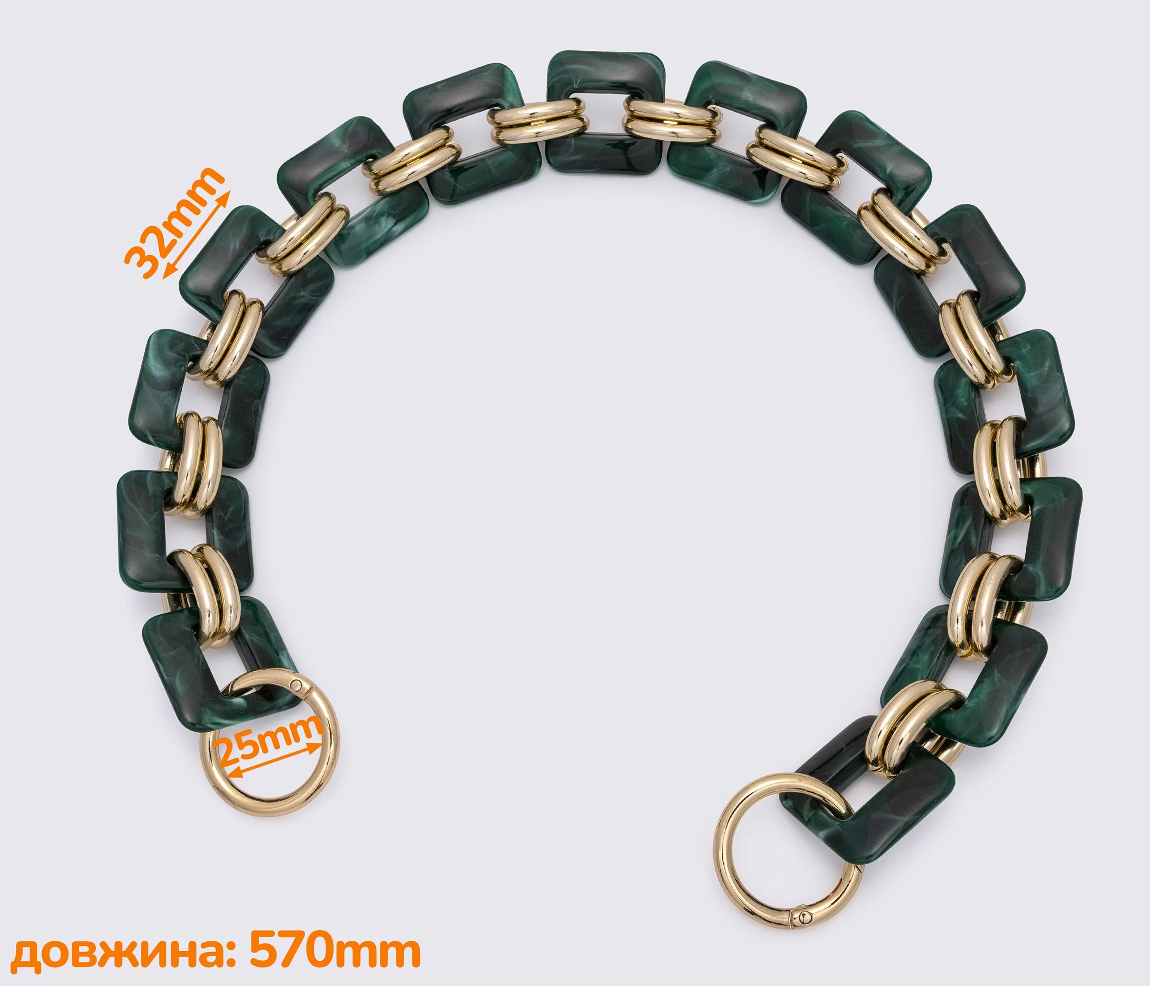 Ручка-ланцюжок акрилова "квадрат" 565mm (1212)