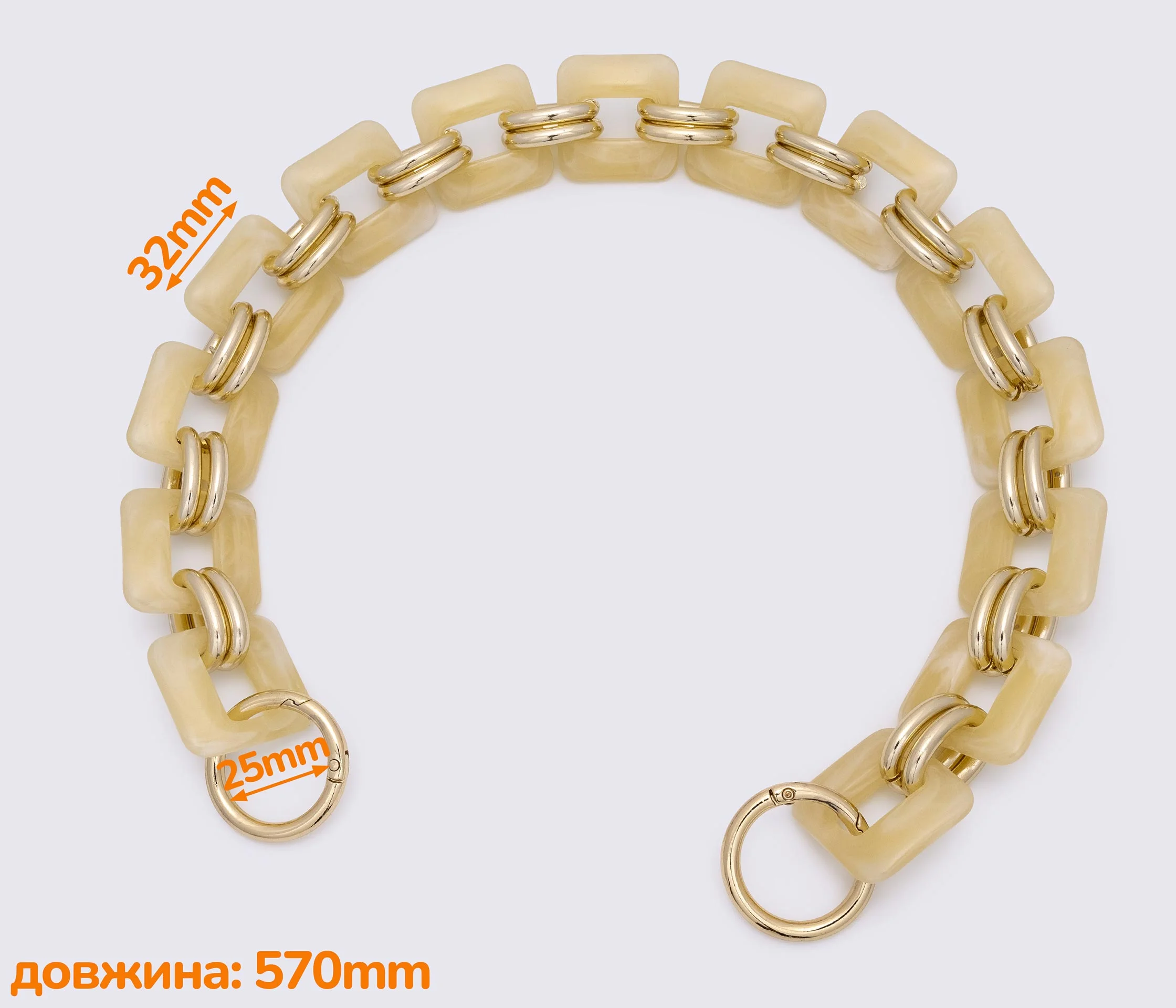 Ручка-ланцюжок акрилова "квадрат" 565mm (1212)
