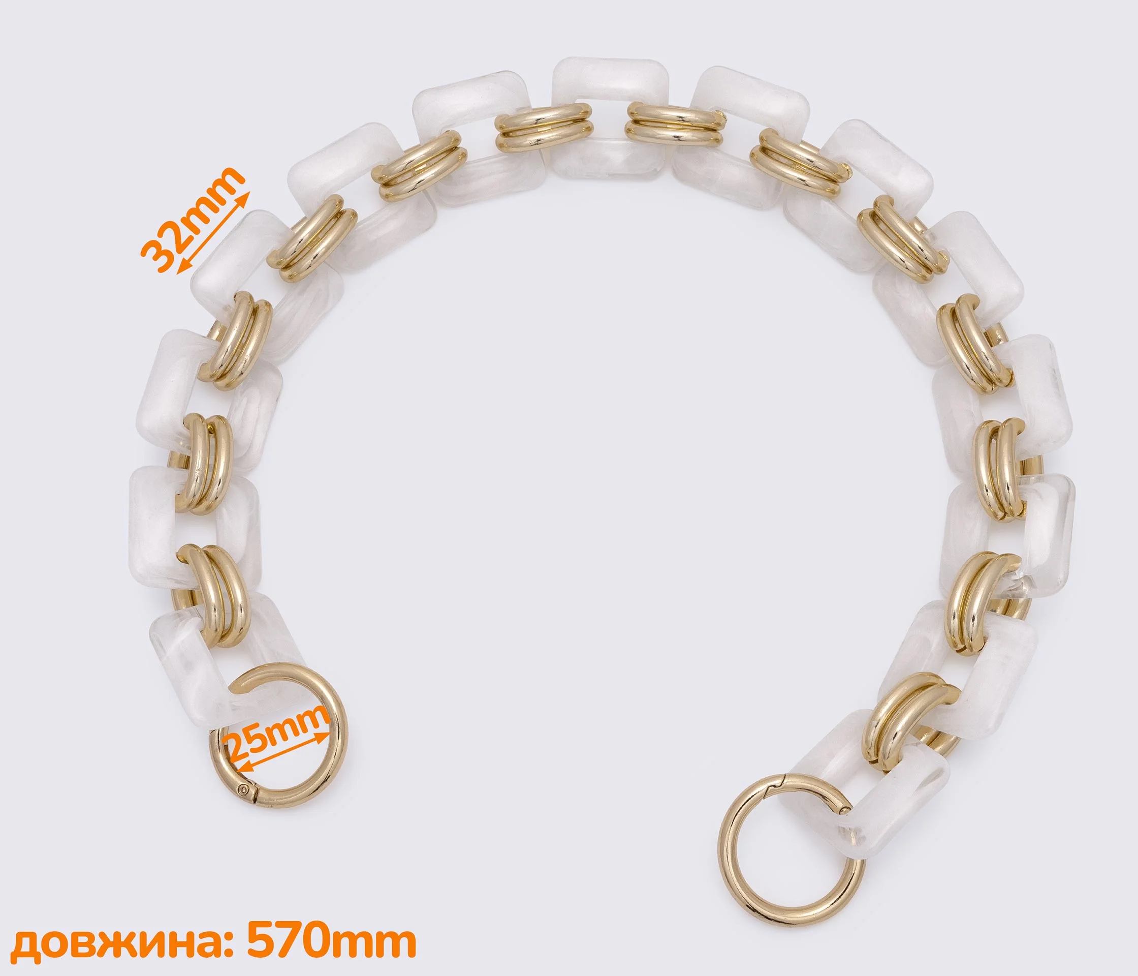 Ручка-ланцюжок акрилова "квадрат" 565mm (1212)