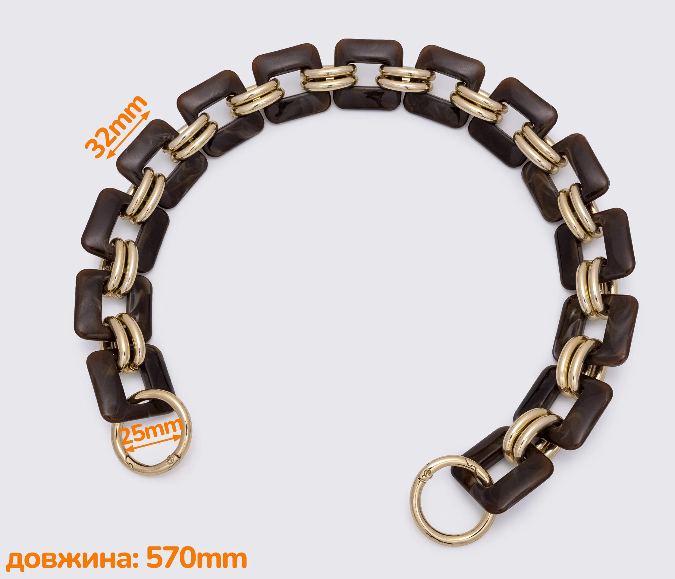Ручка-ланцюжок акрилова "квадрат" 565mm (1212)