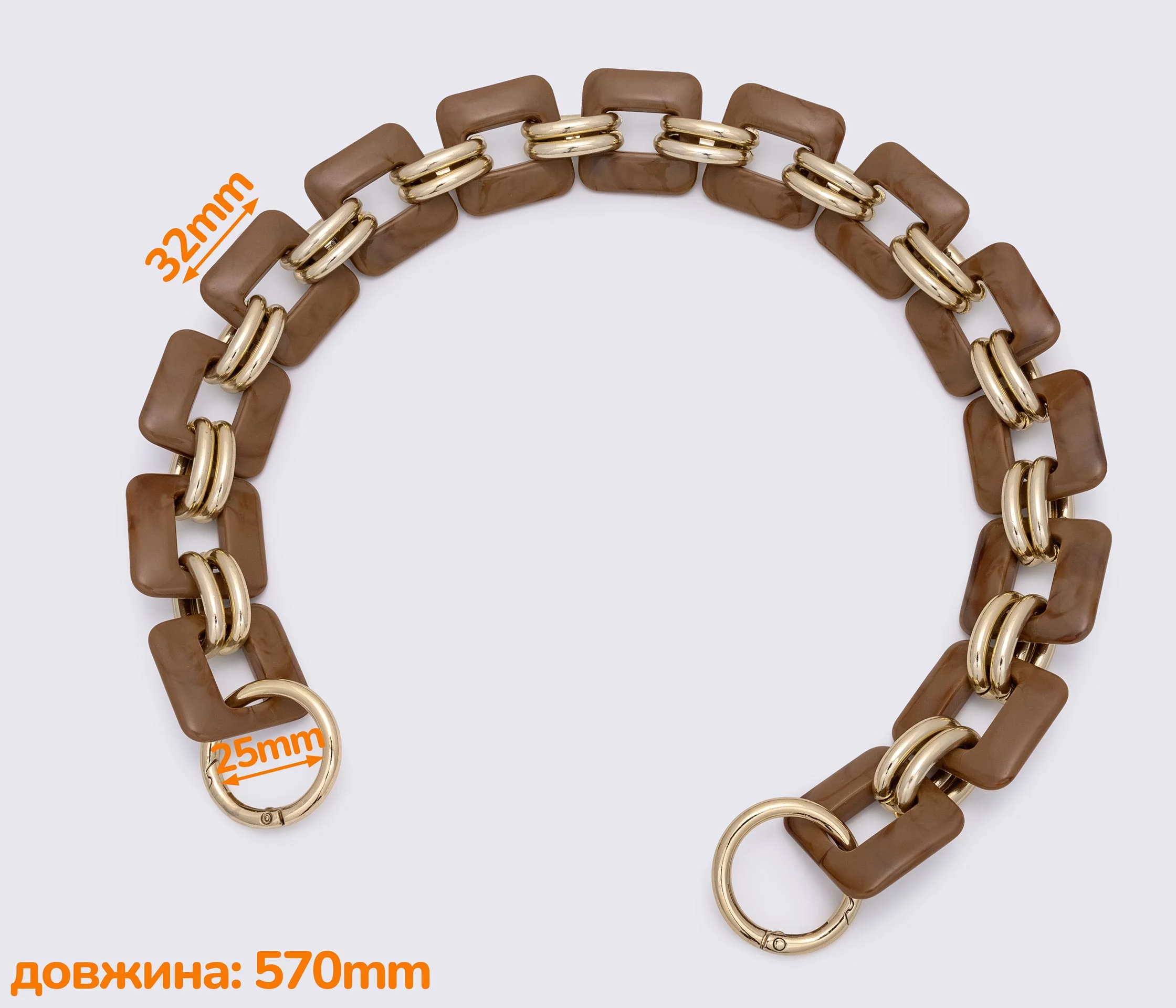 Ручка-ланцюжок акрилова "квадрат" 565mm (1212)