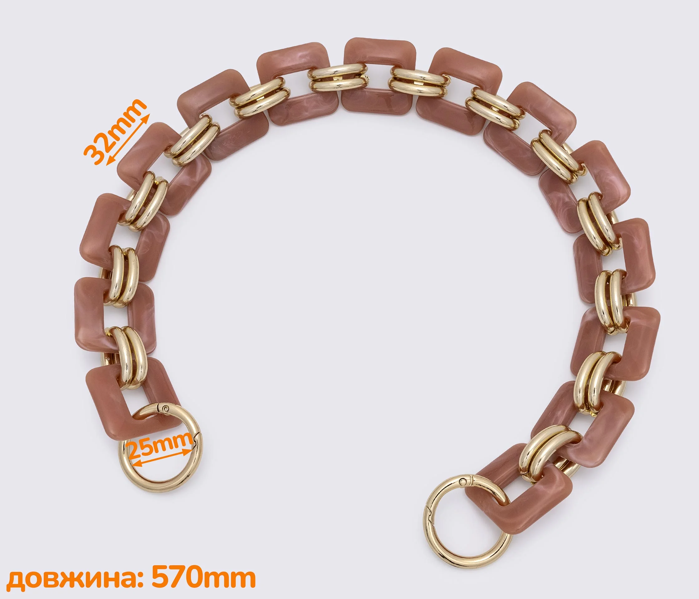Ручка-ланцюжок акрилова "квадрат" 565mm (1212)