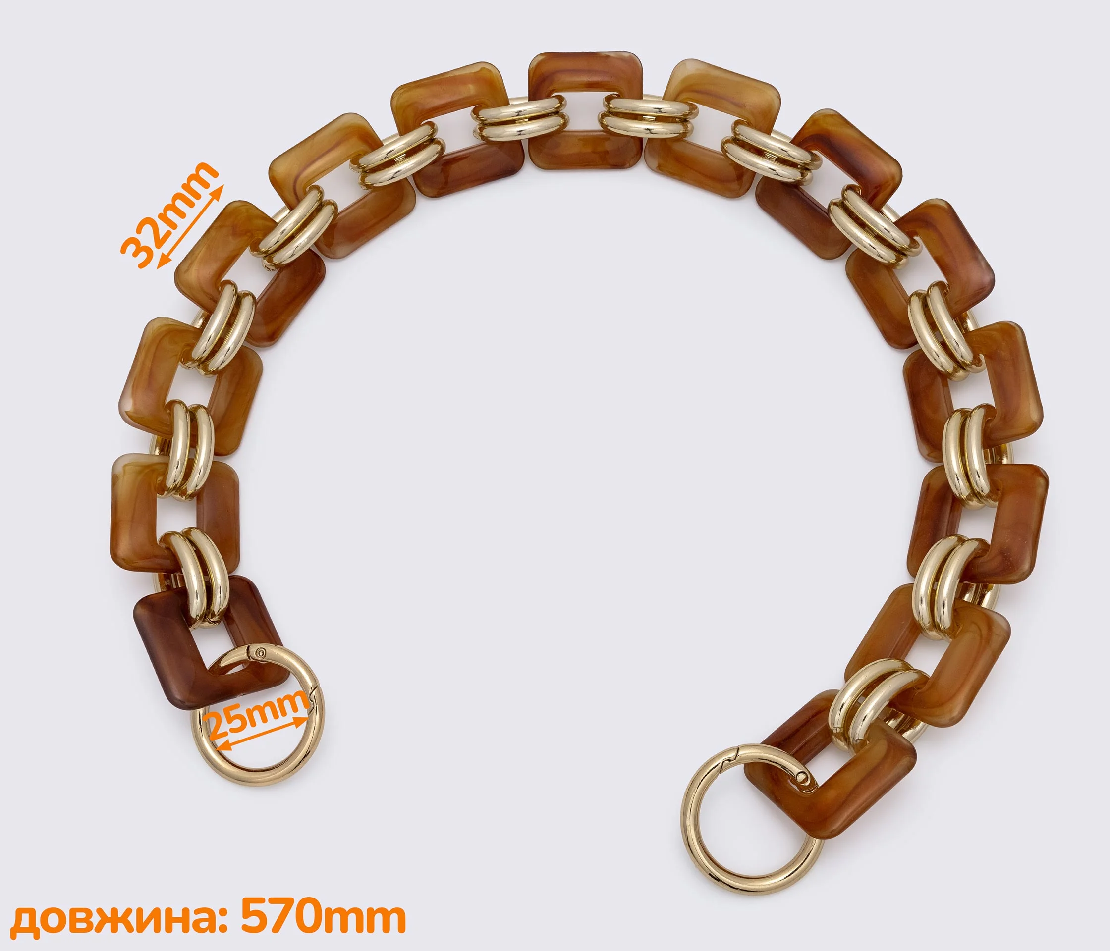 Ручка-ланцюжок акрилова "квадрат" 565mm (1212)