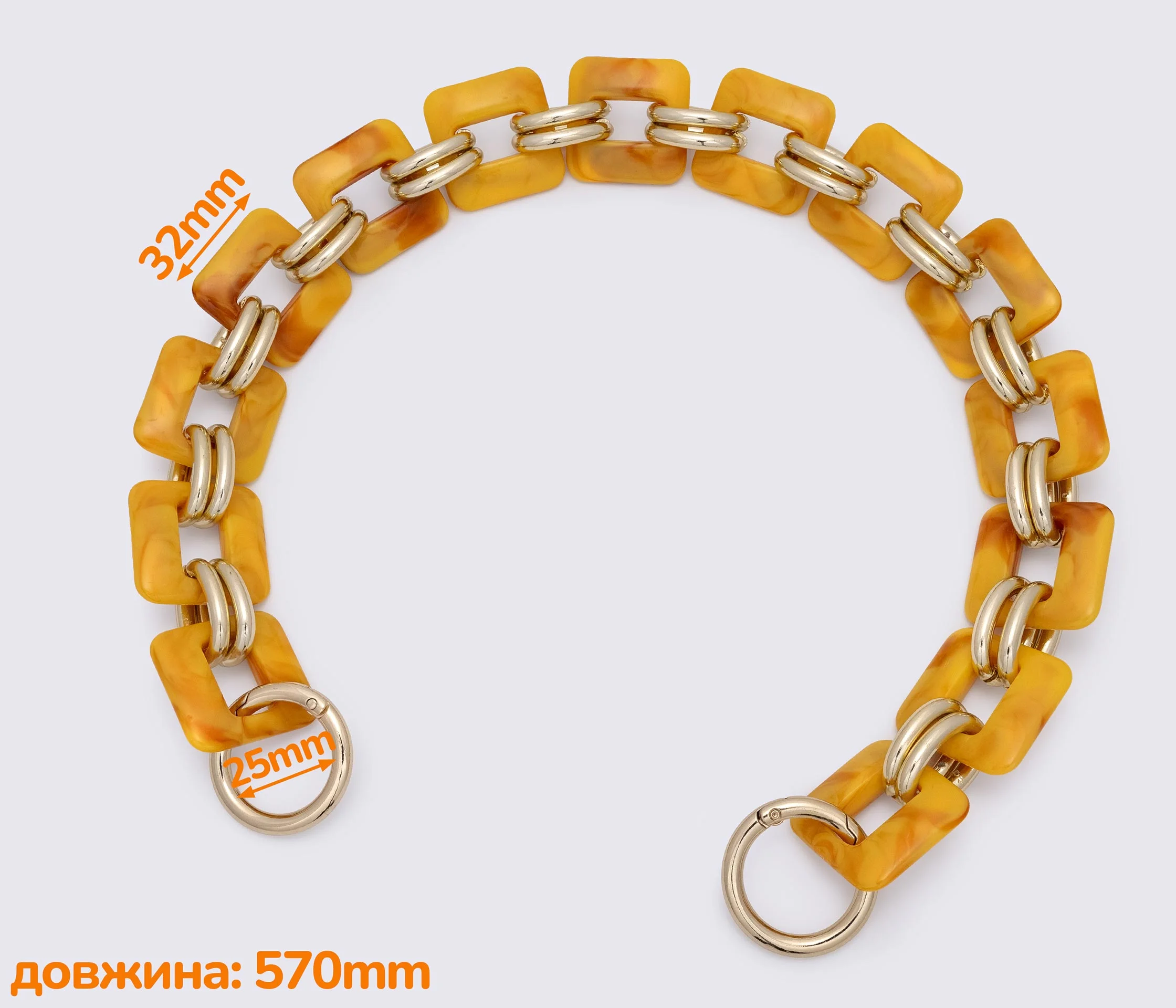 Ручка-ланцюжок акрилова "квадрат" 565mm (1212)
