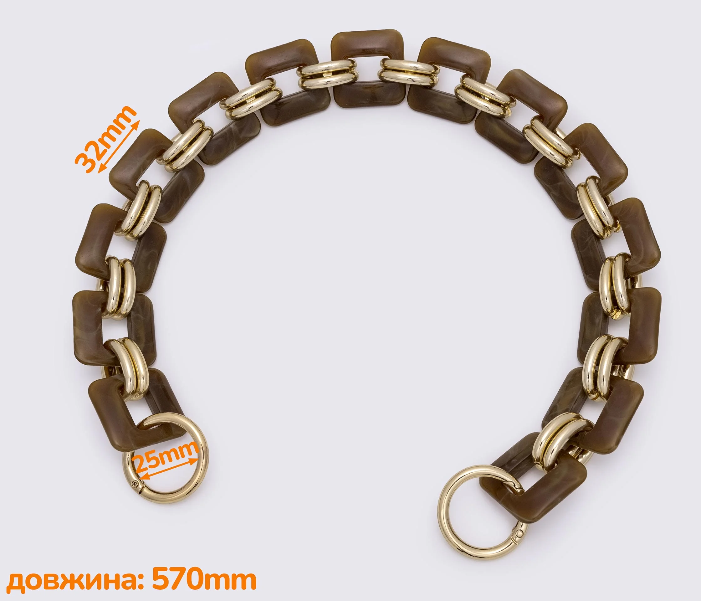 Ручка-ланцюжок акрилова "квадрат" 565mm (1212)