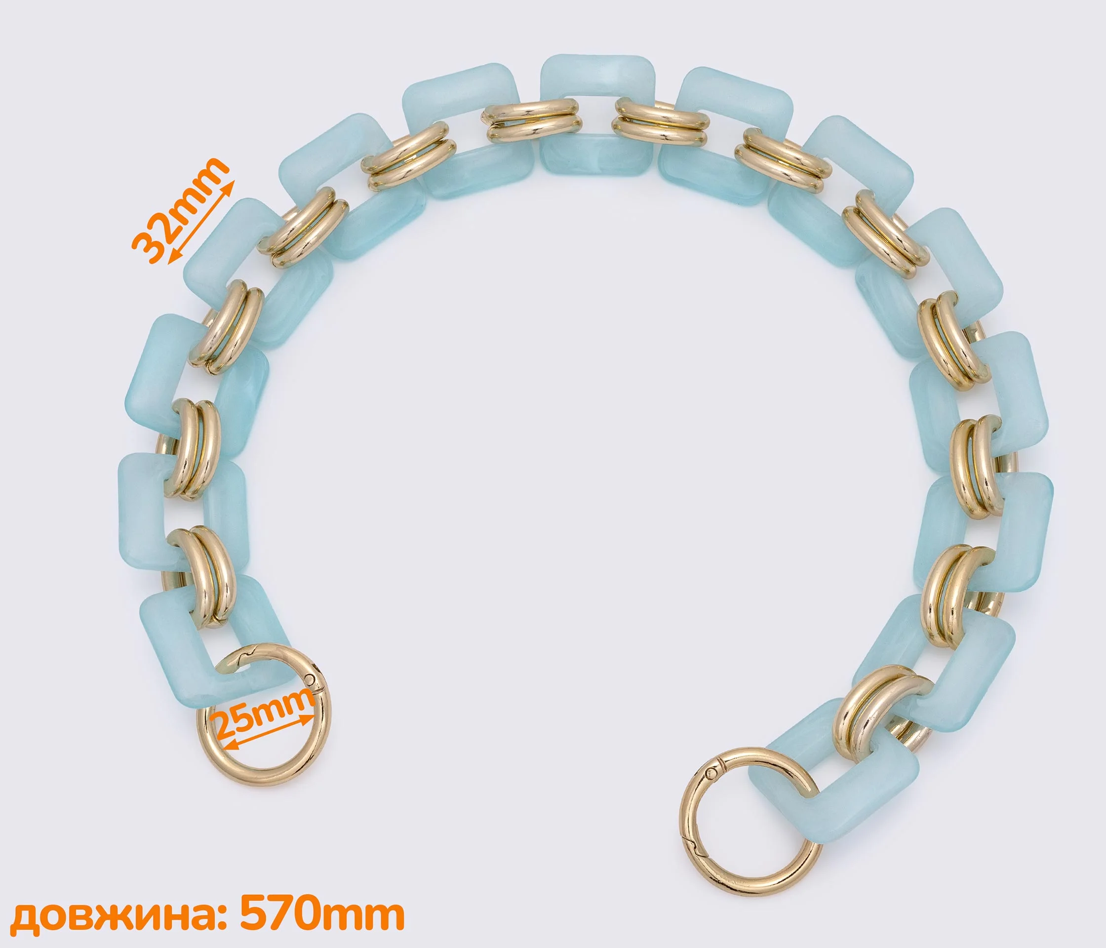 Ручка-ланцюжок акрилова "квадрат" 565mm (1212)