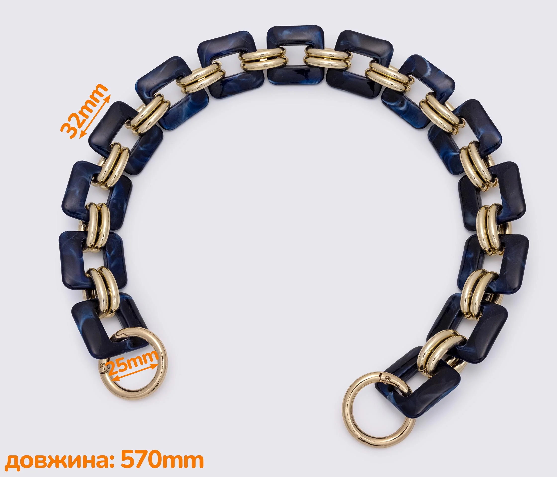 Ручка-ланцюжок акрилова "квадрат" 565mm (1212)