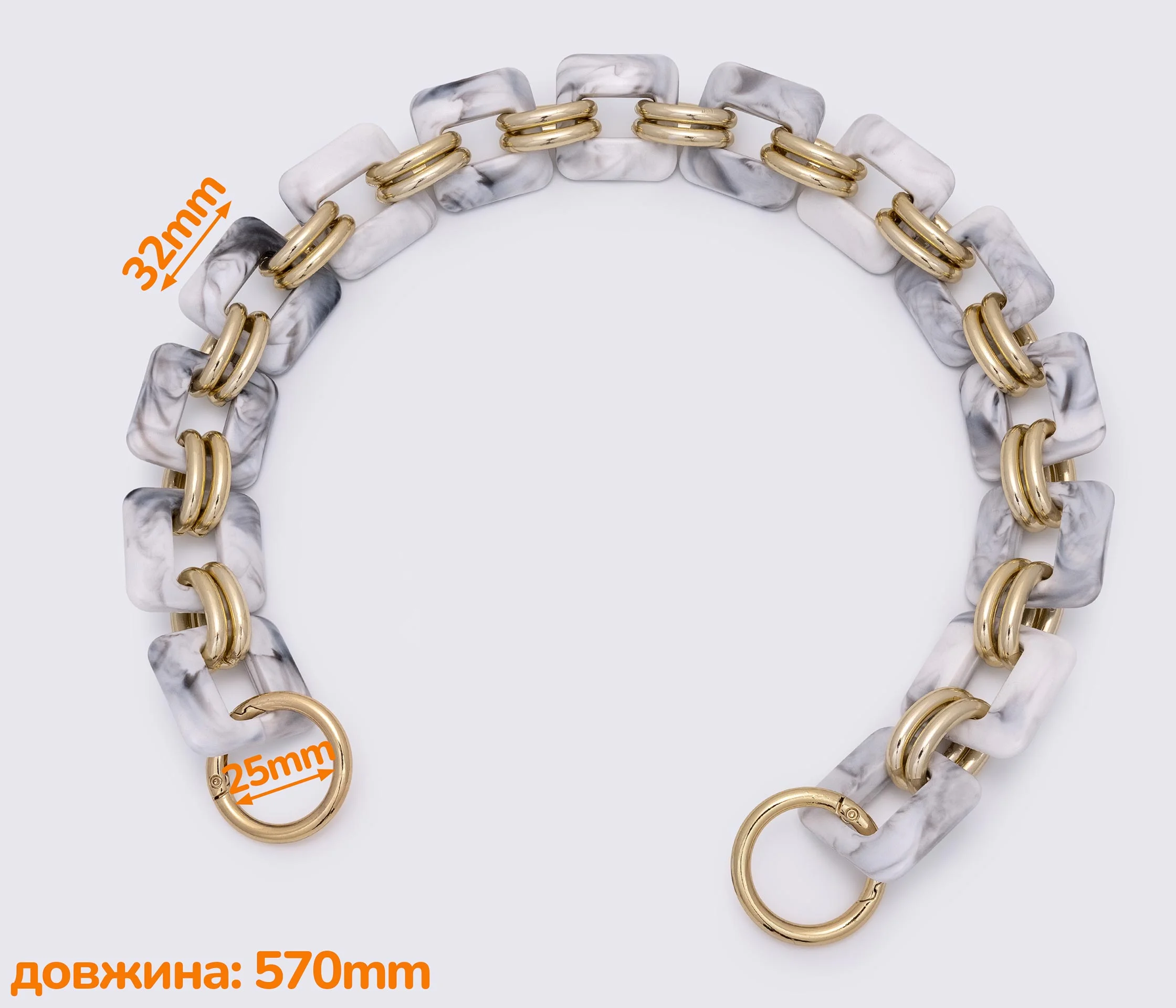 Ручка-ланцюжок акрилова "квадрат" 565mm (1212)