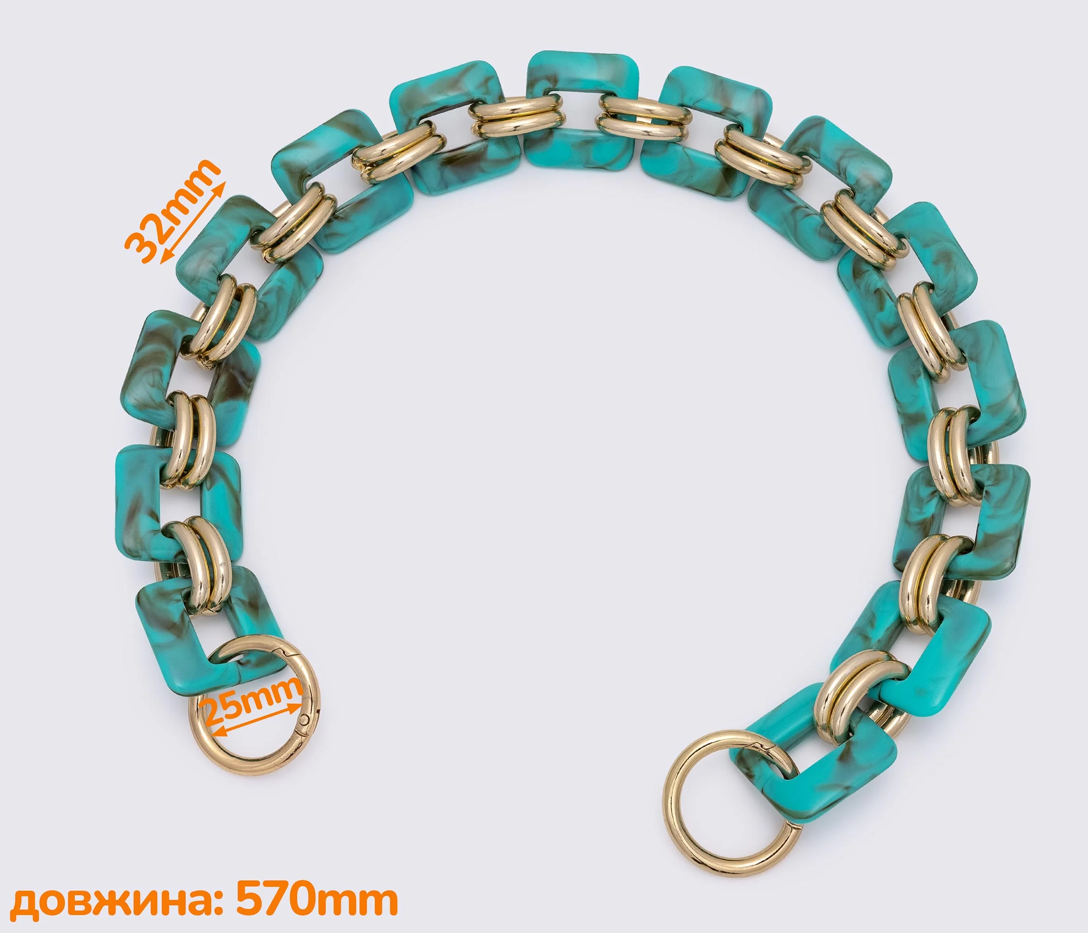 Ручка-ланцюжок акрилова "квадрат" 565mm (1212)