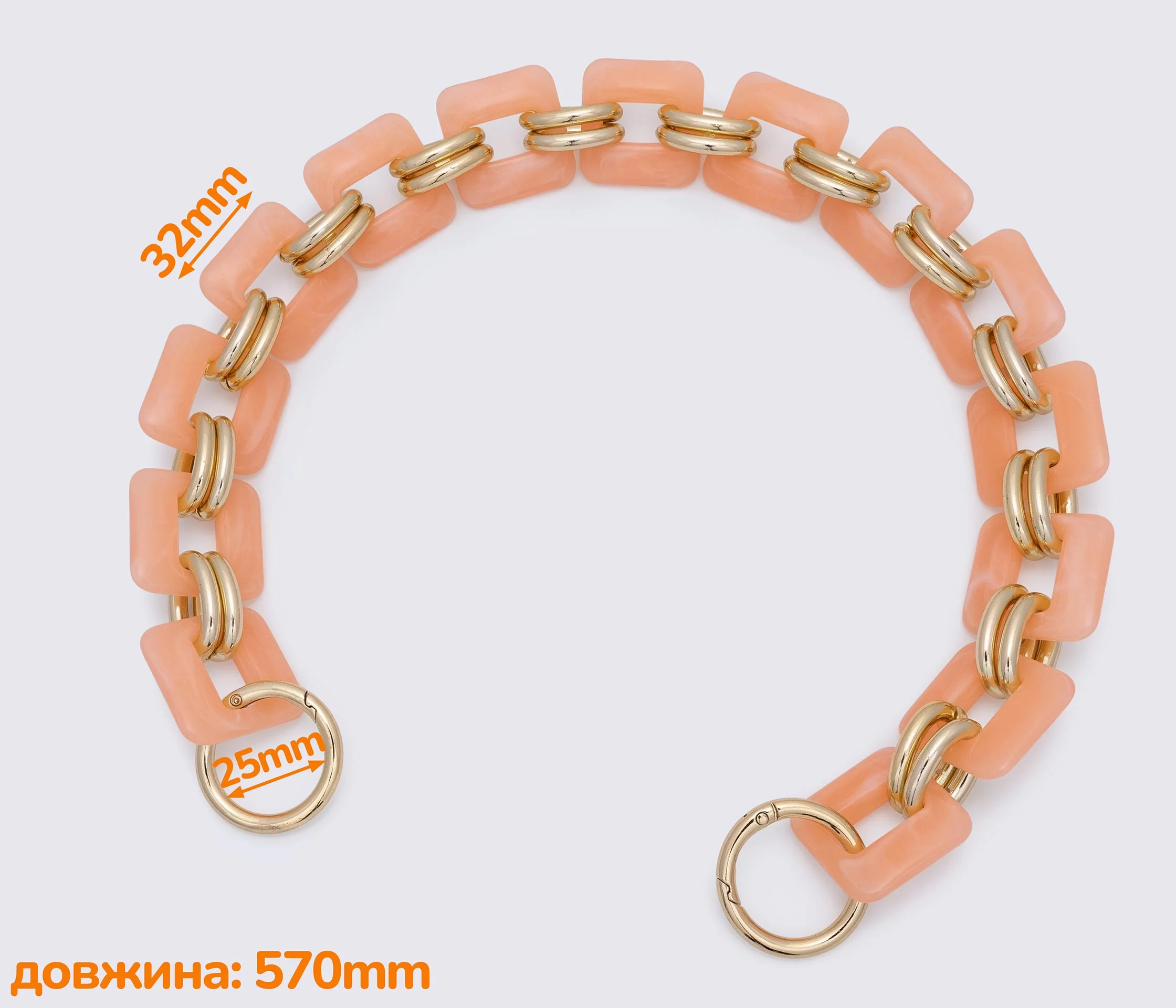 Ручка-ланцюжок акрилова "квадрат" 565mm (1212)