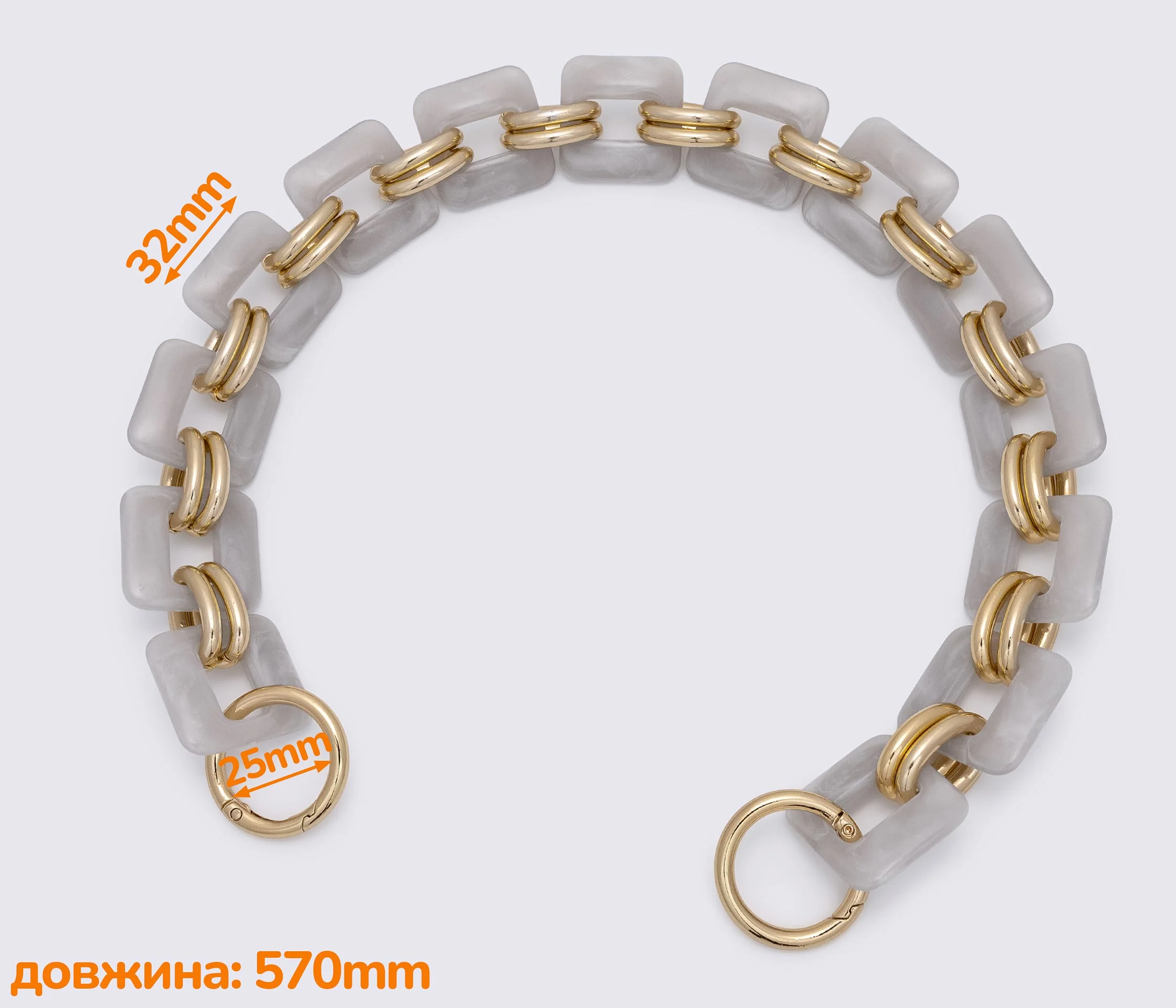 Ручка-ланцюжок акрилова "квадрат" 565mm (1212)