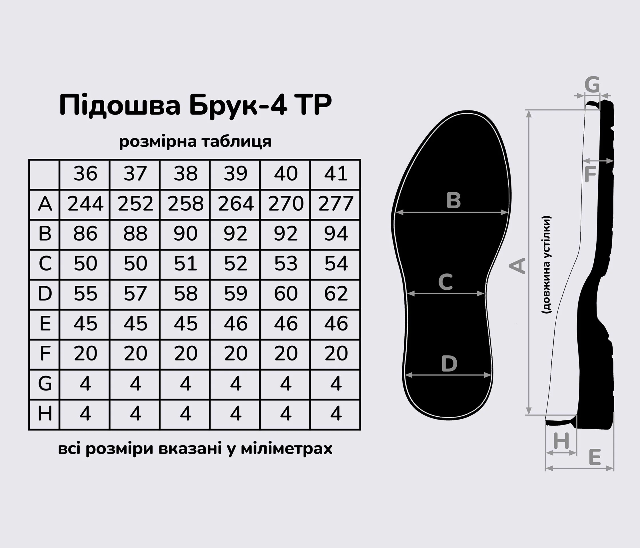 Подошва для обуви Брук-4 ТР (Brook-4 TR), цв. чёрный