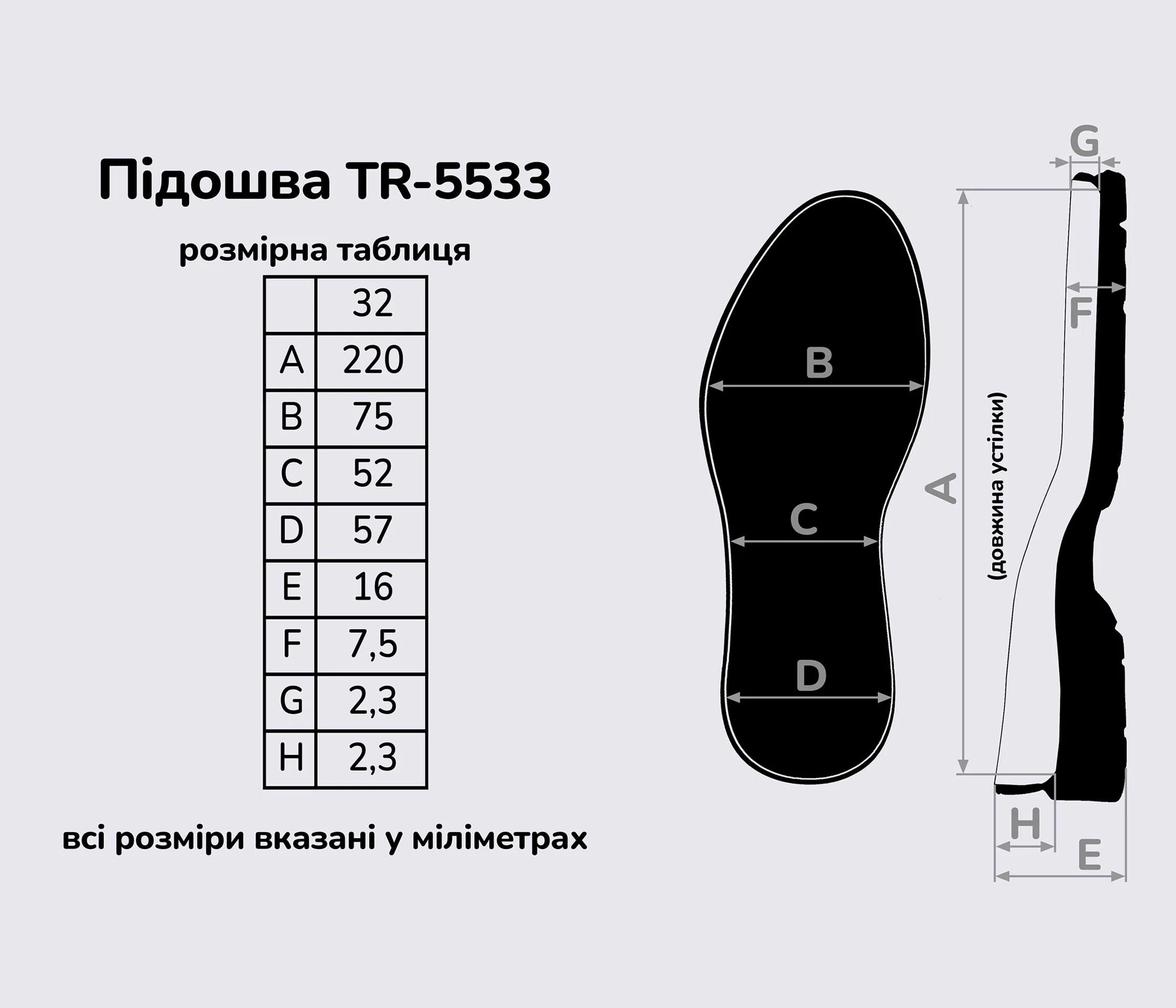 Подошва для обуви TR-5533 32