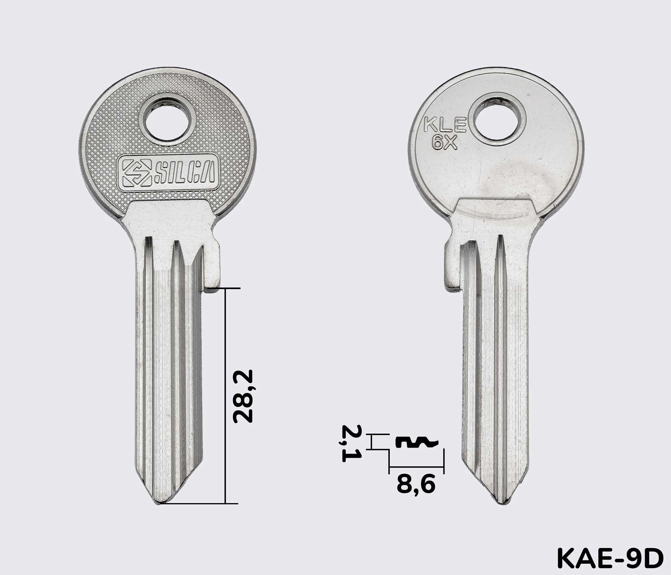 KLE6X Silca заготовка ключа английский профиль
