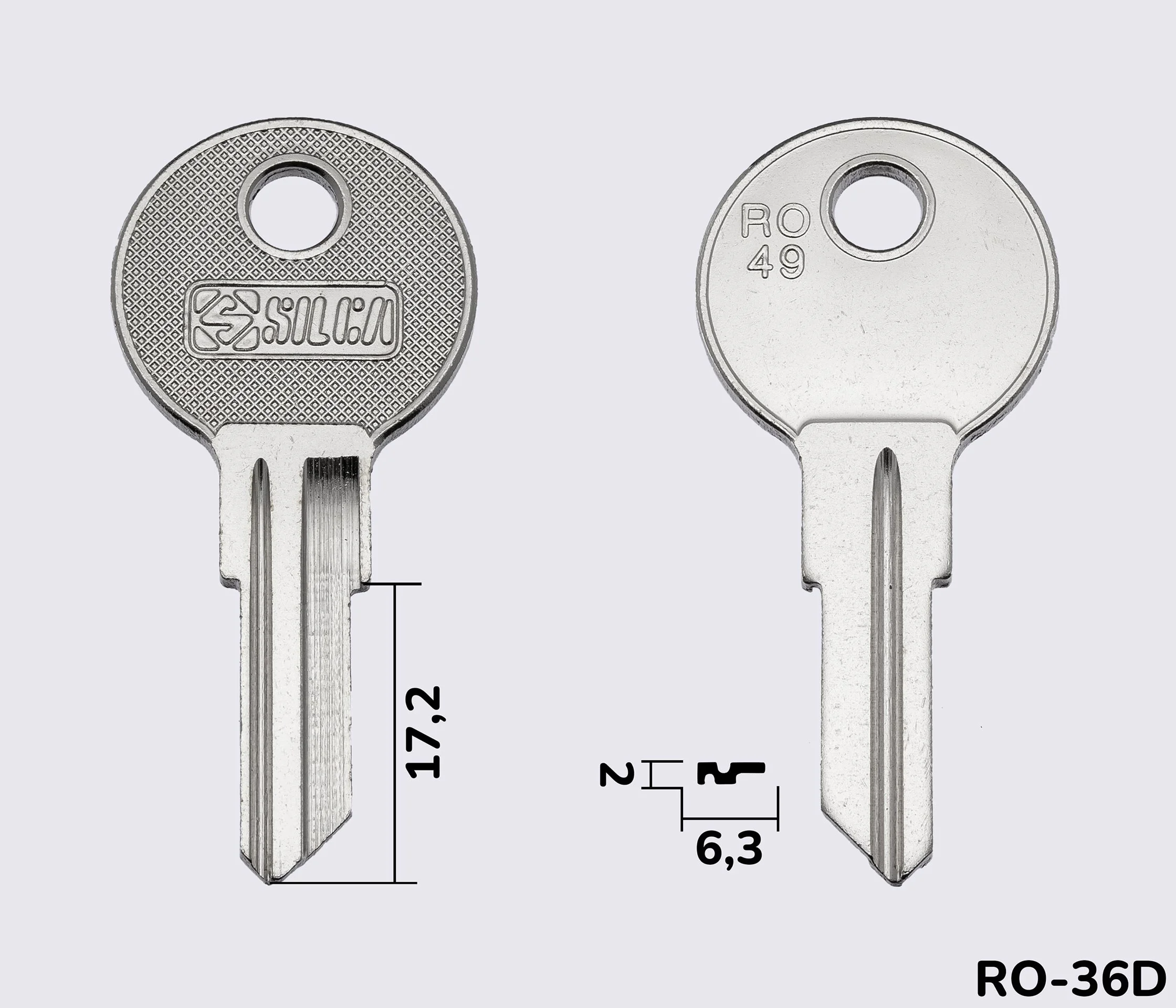 RO49 Silca заготовка ключа англійський профіль