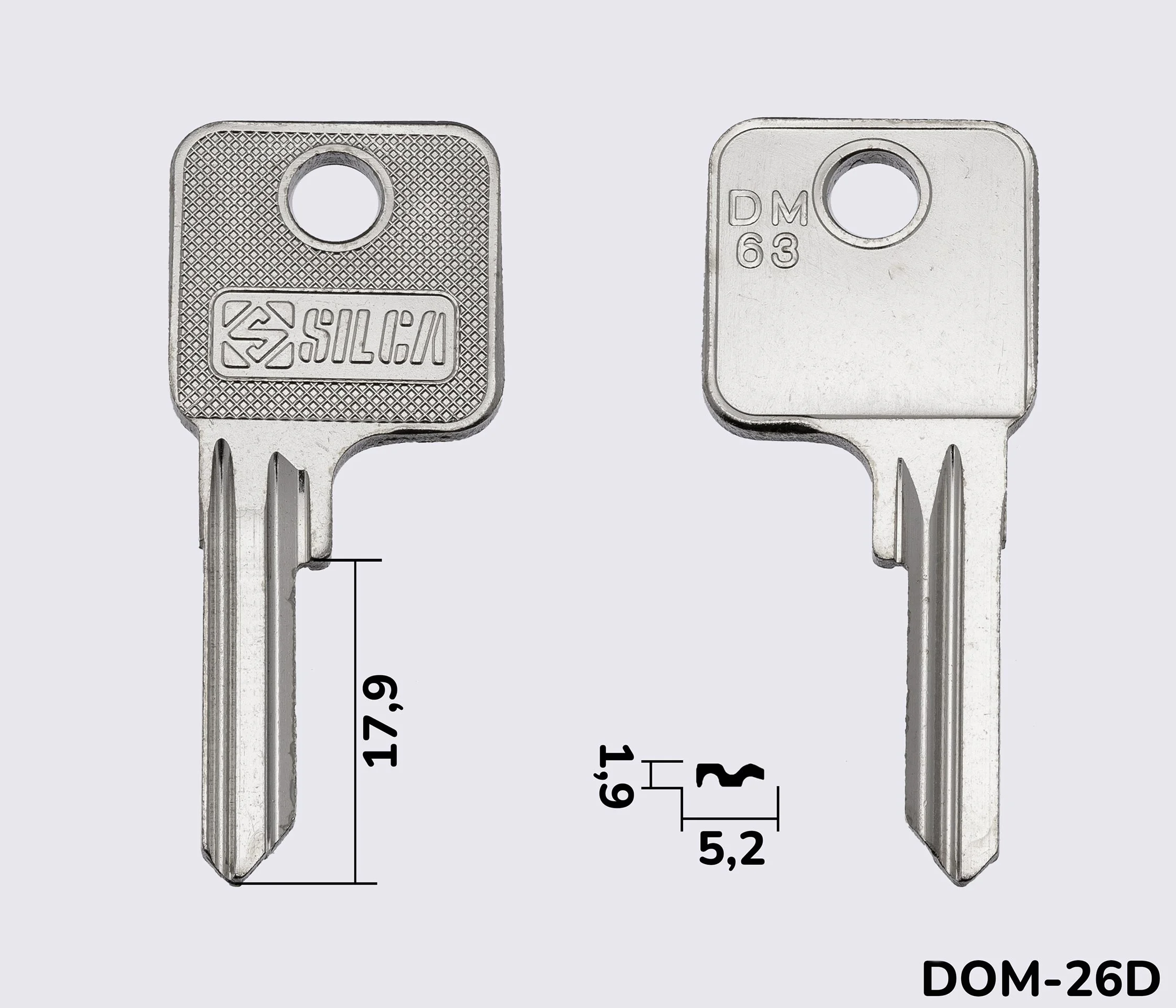 DM63 Silca заготовка ключа англійський профіль