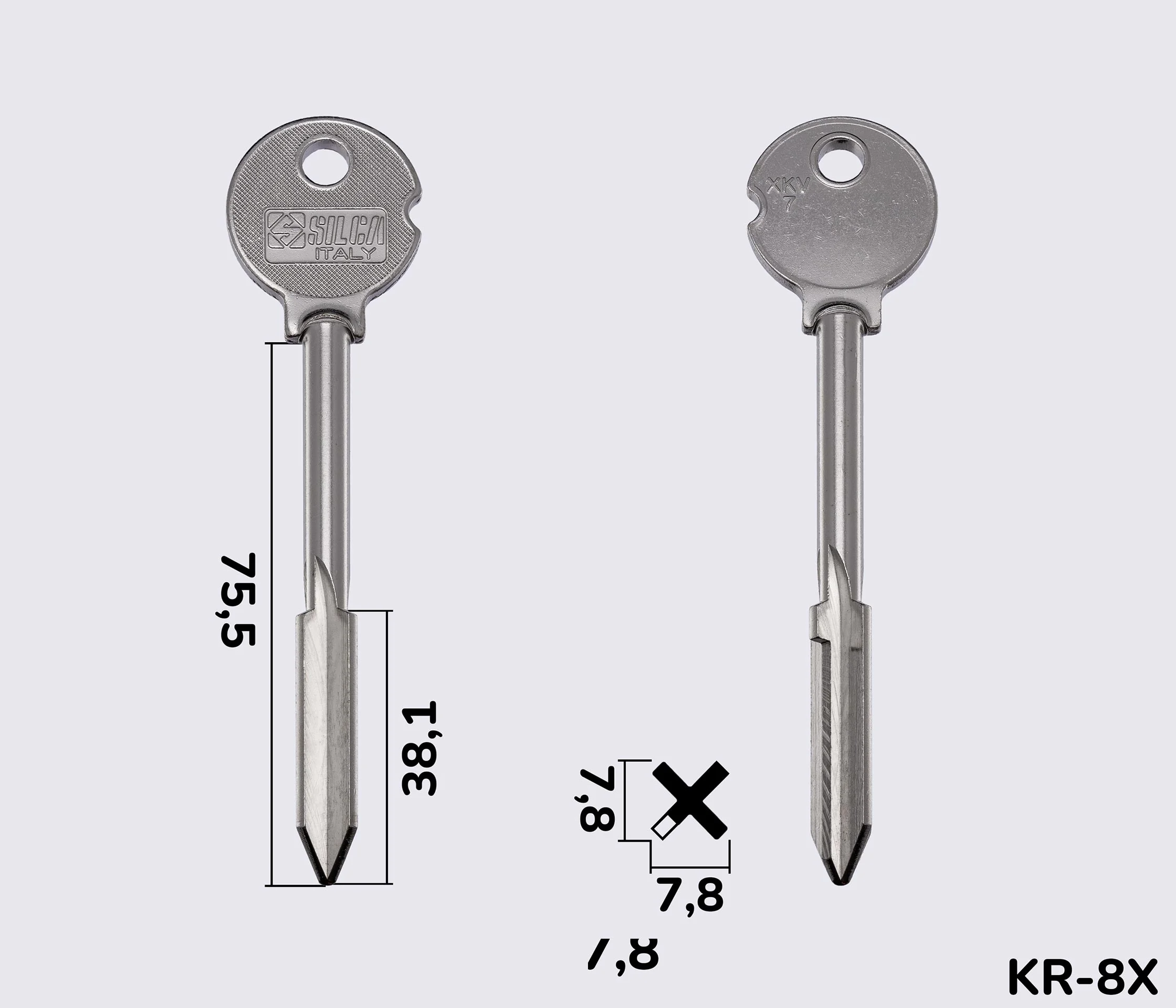 XKV7 Silca заготовка ключа крестообразная