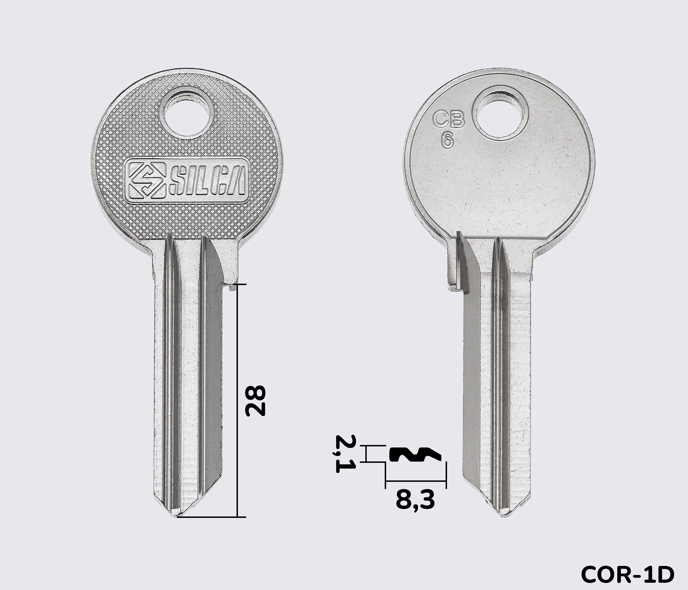 CB6 Silca заготовка ключа англійський профіль