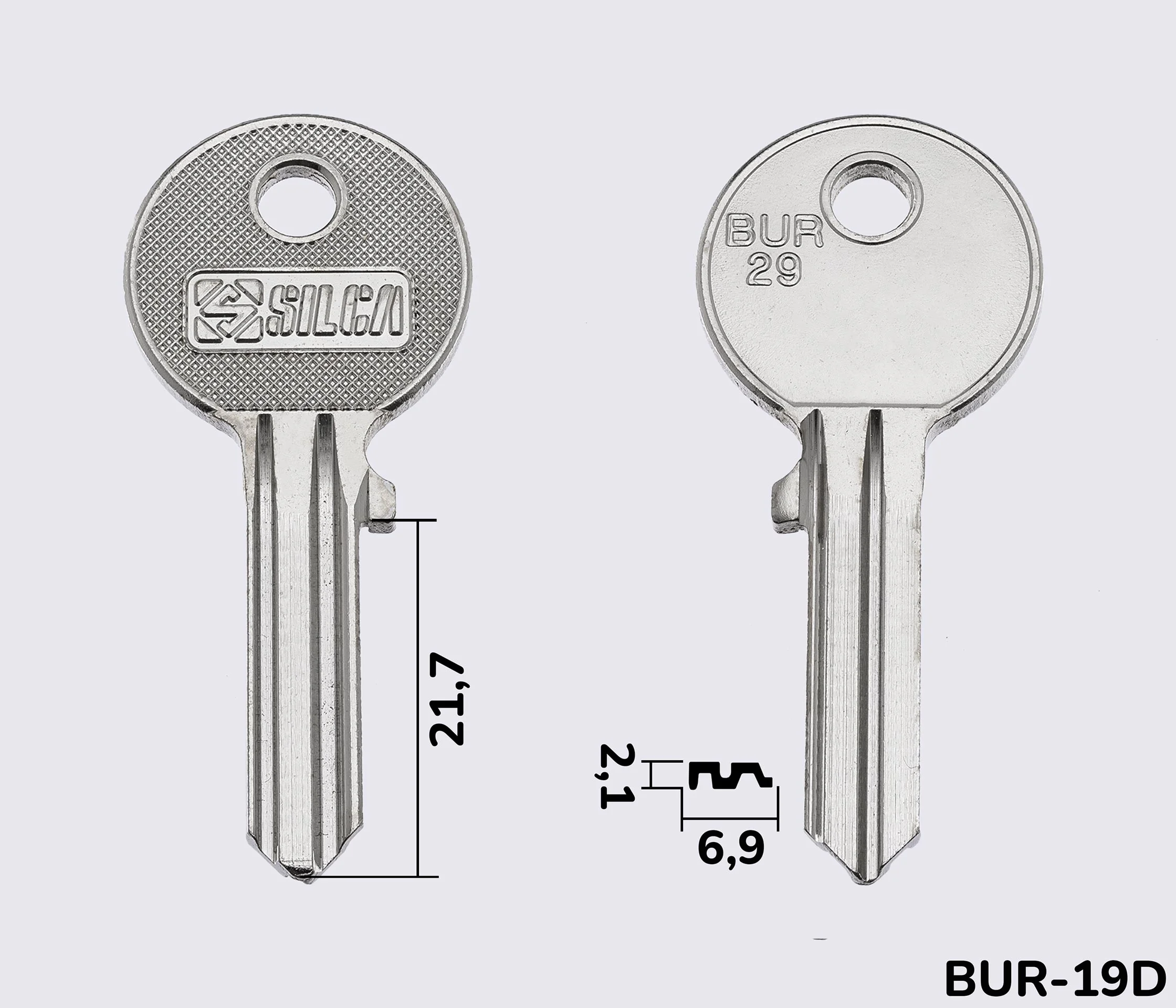 BUR29 Silca заготовка ключа английский профиль