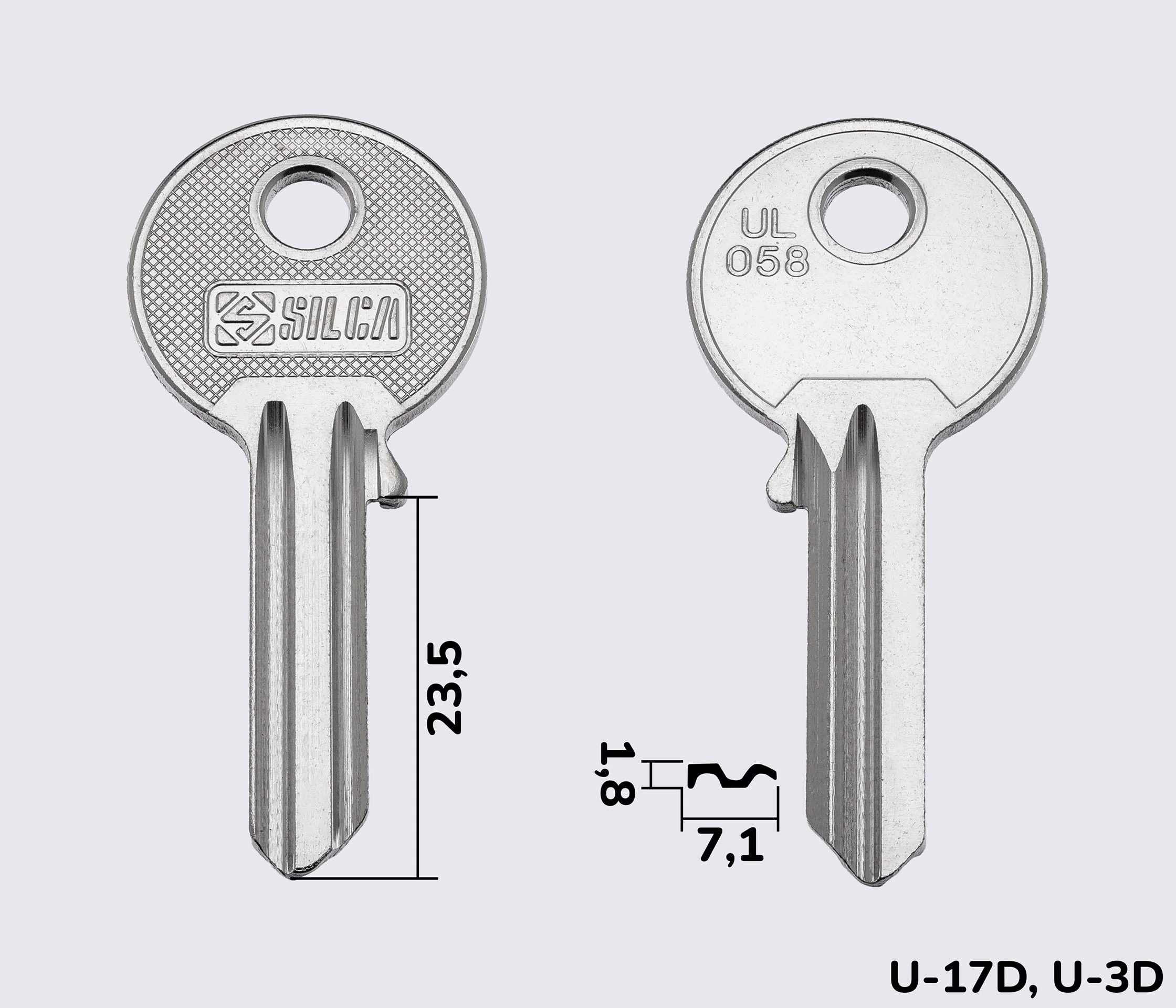UL058 Silca заготовка ключа английский профиль