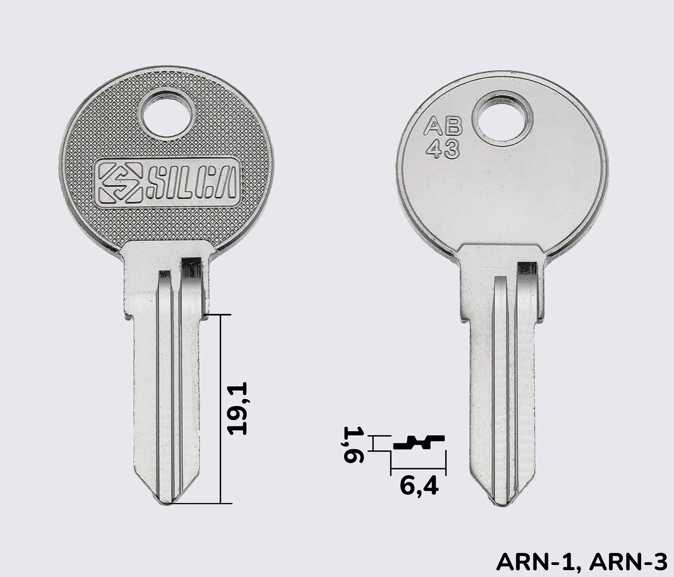 AB43 Silca заготовка ключа английский профиль