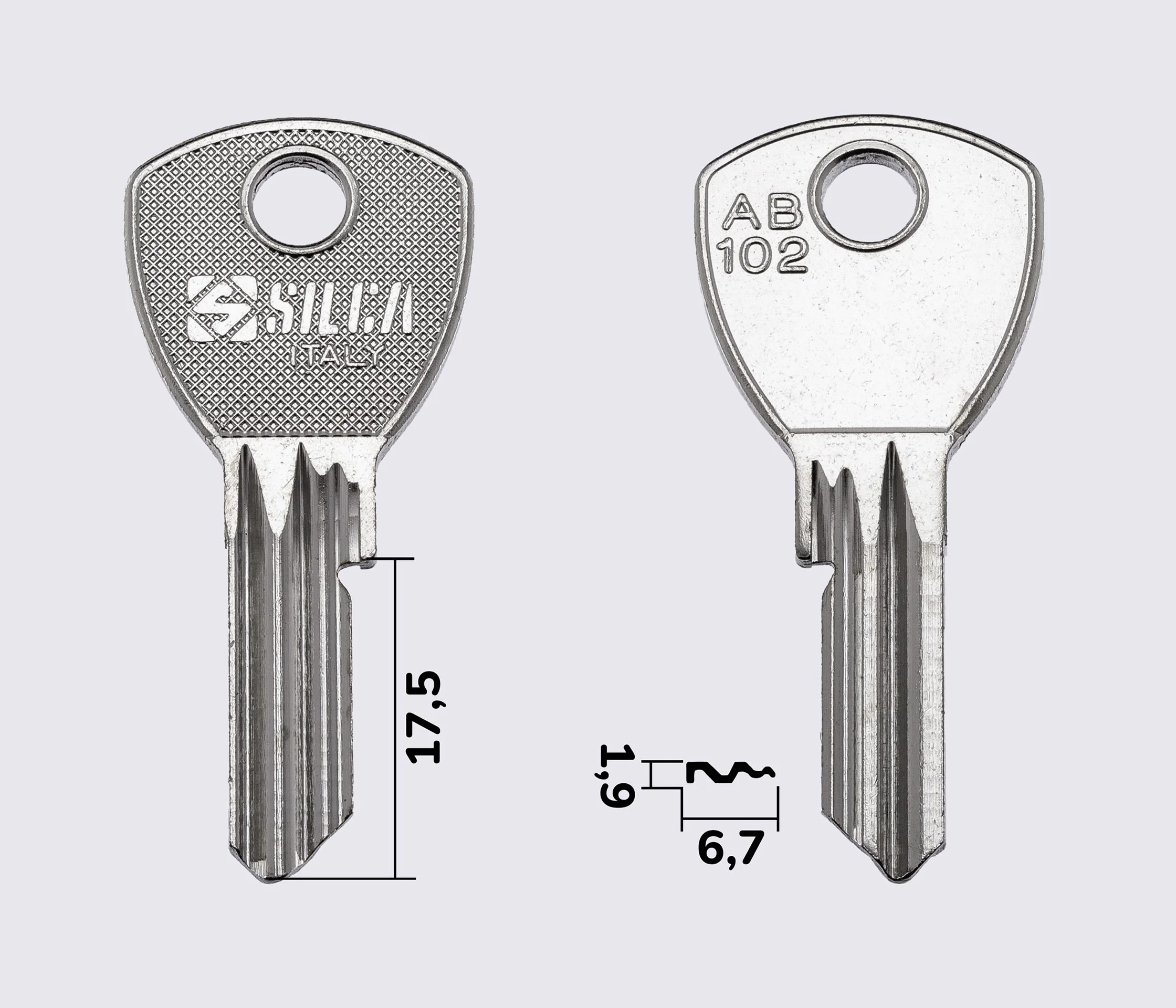 AB102 Silca заготовка ключа английский профиль