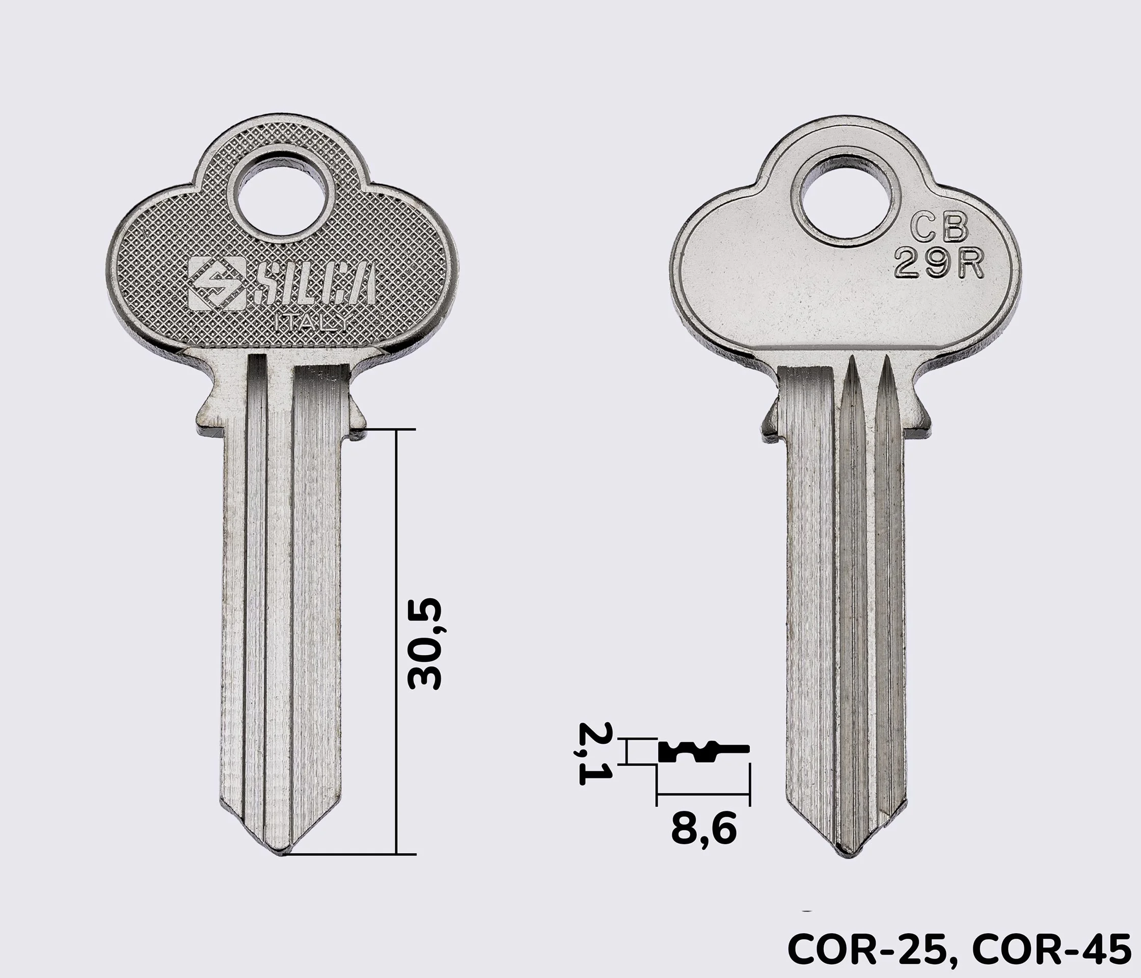 CB29R Silca заготовка ключа англійський профіль