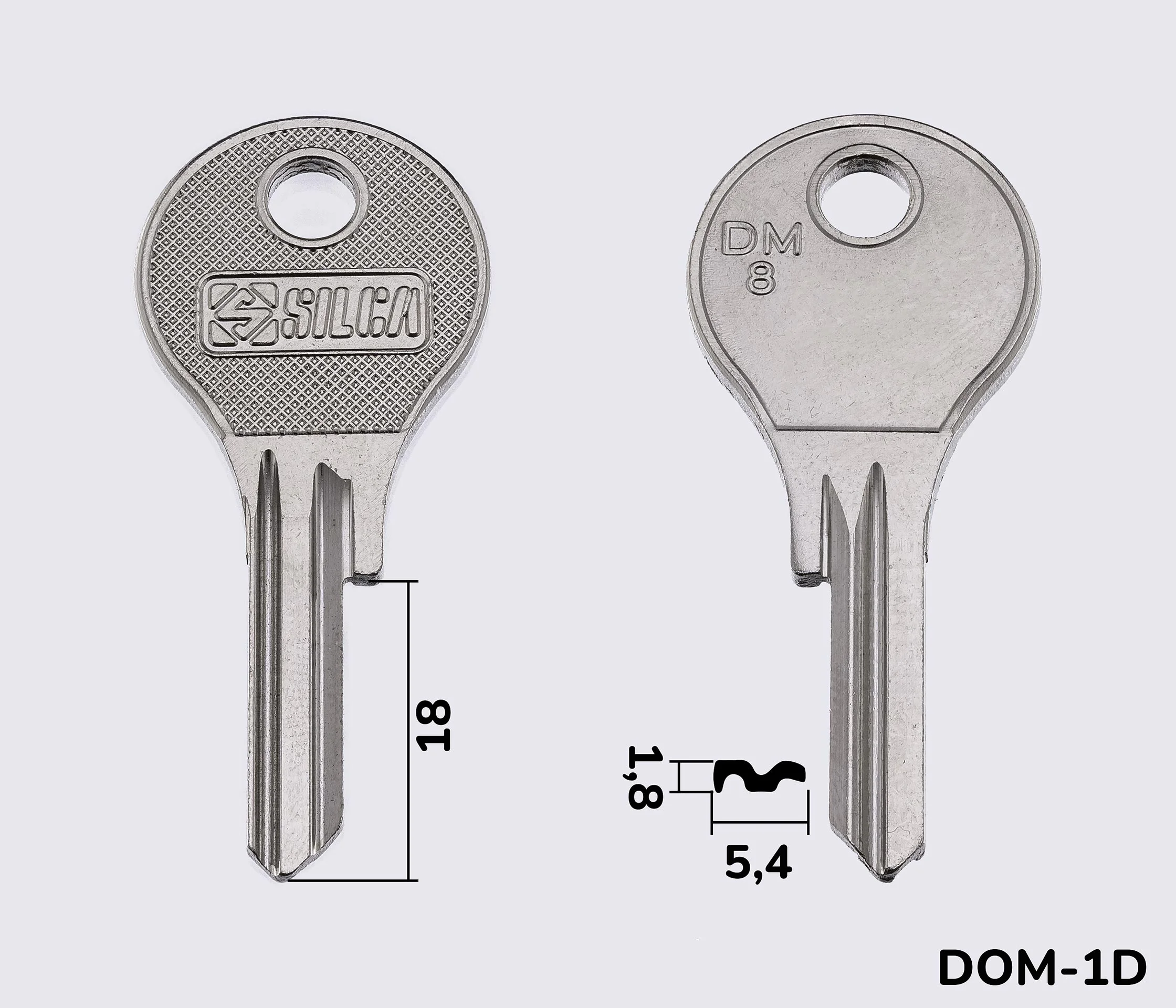 DM8 Silca заготовка ключа английский профиль