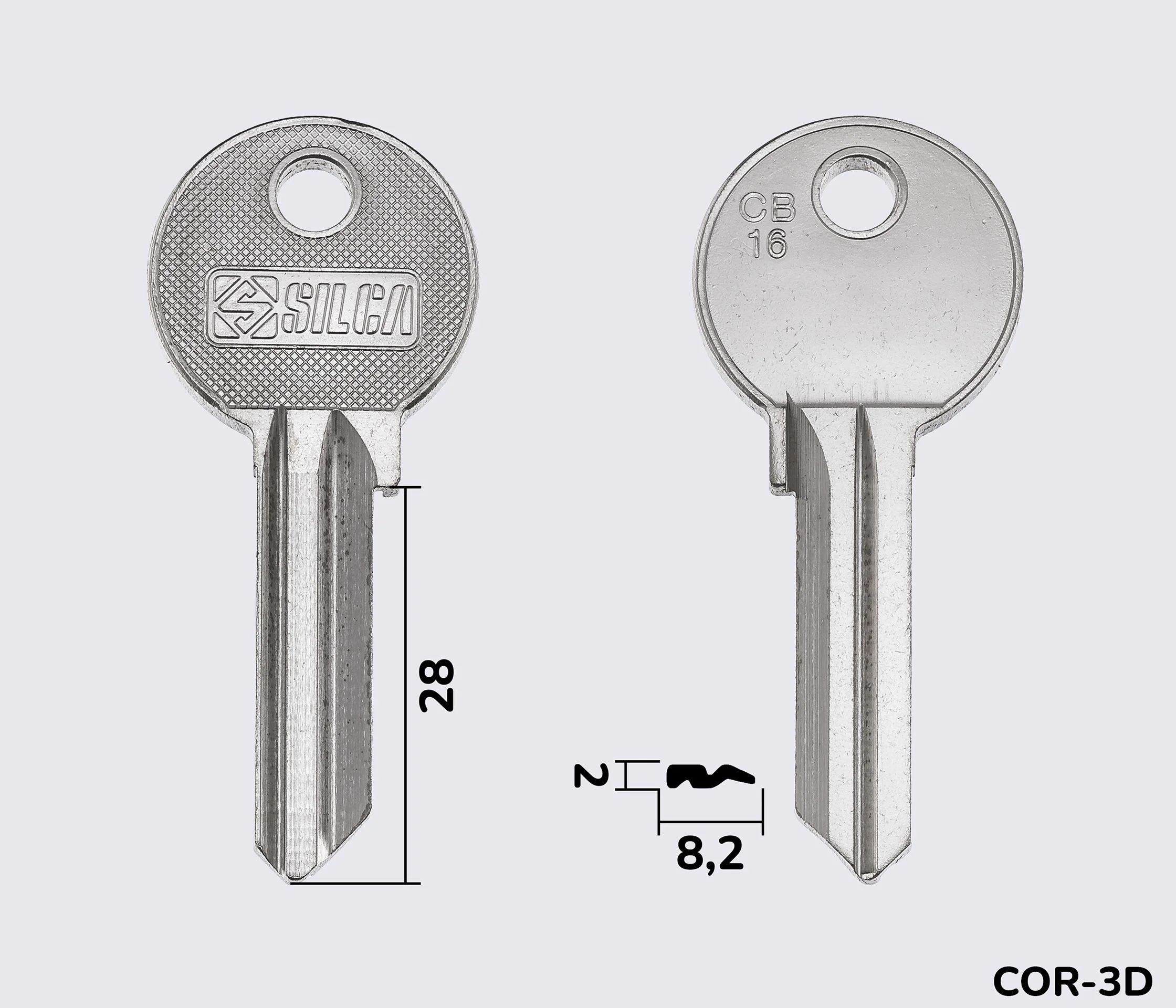 CB16 Silca заготовка ключа англійський профіль