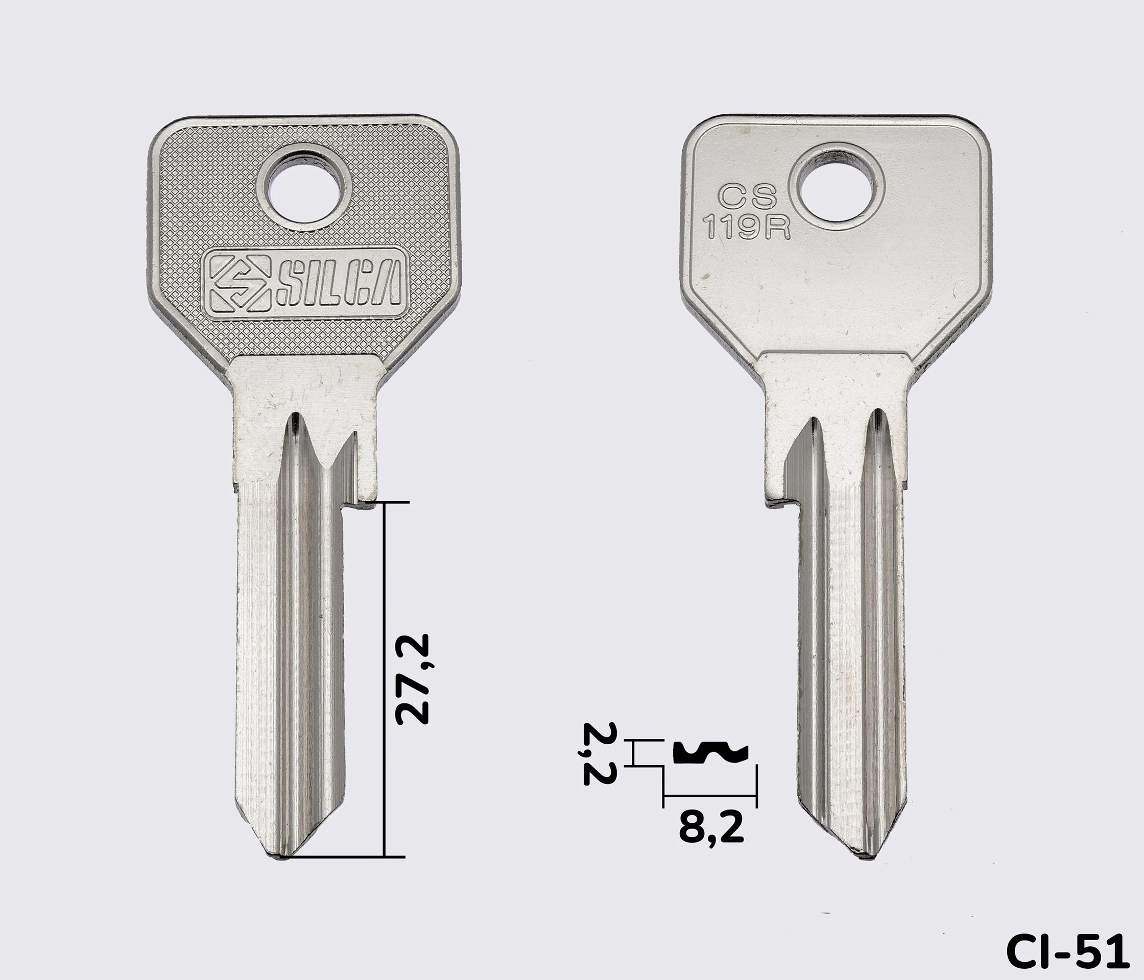 CS119R Silca заготовка ключа английский профиль