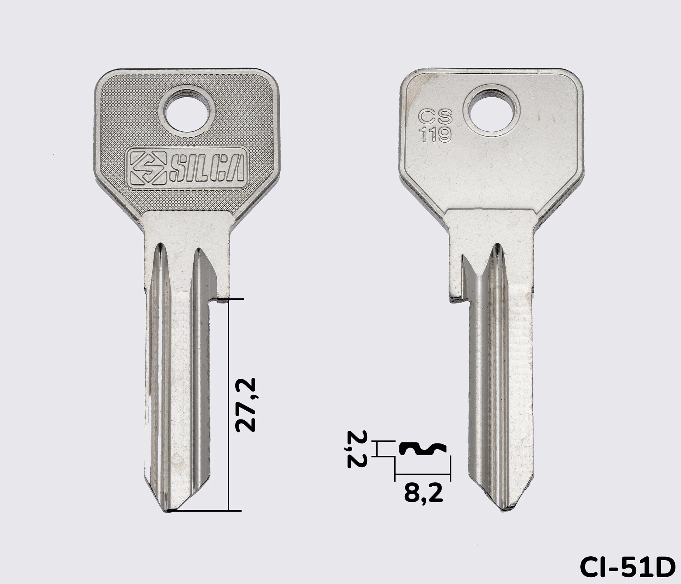 CS119 Silca заготовка ключа англійський профіль